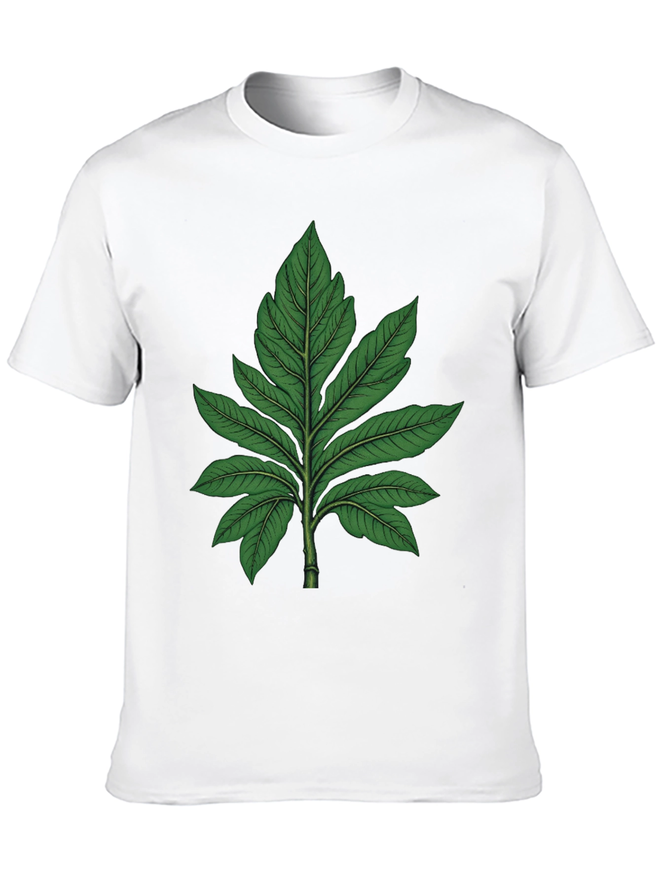 Botanical Leaf Graphic Tee - Black Cotton T-Shirt