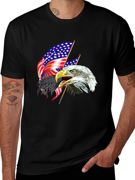 Patriotic Eagle USA Flag Graphic Print T-Shirt
