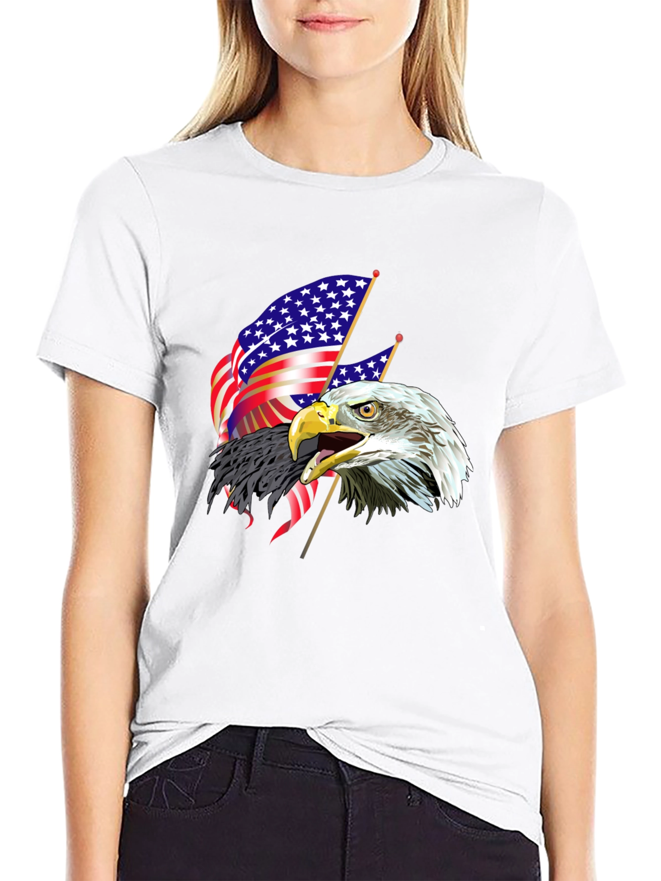 Patriotic Eagle USA Flag Graphic Print T-Shirt