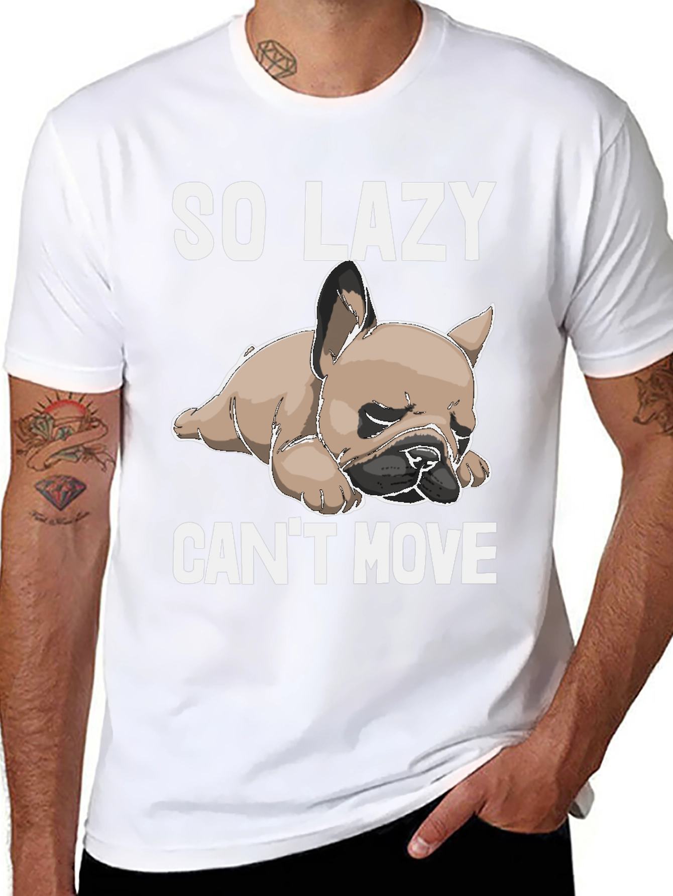 So Lazy Cant Move Bulldog T-Shirt