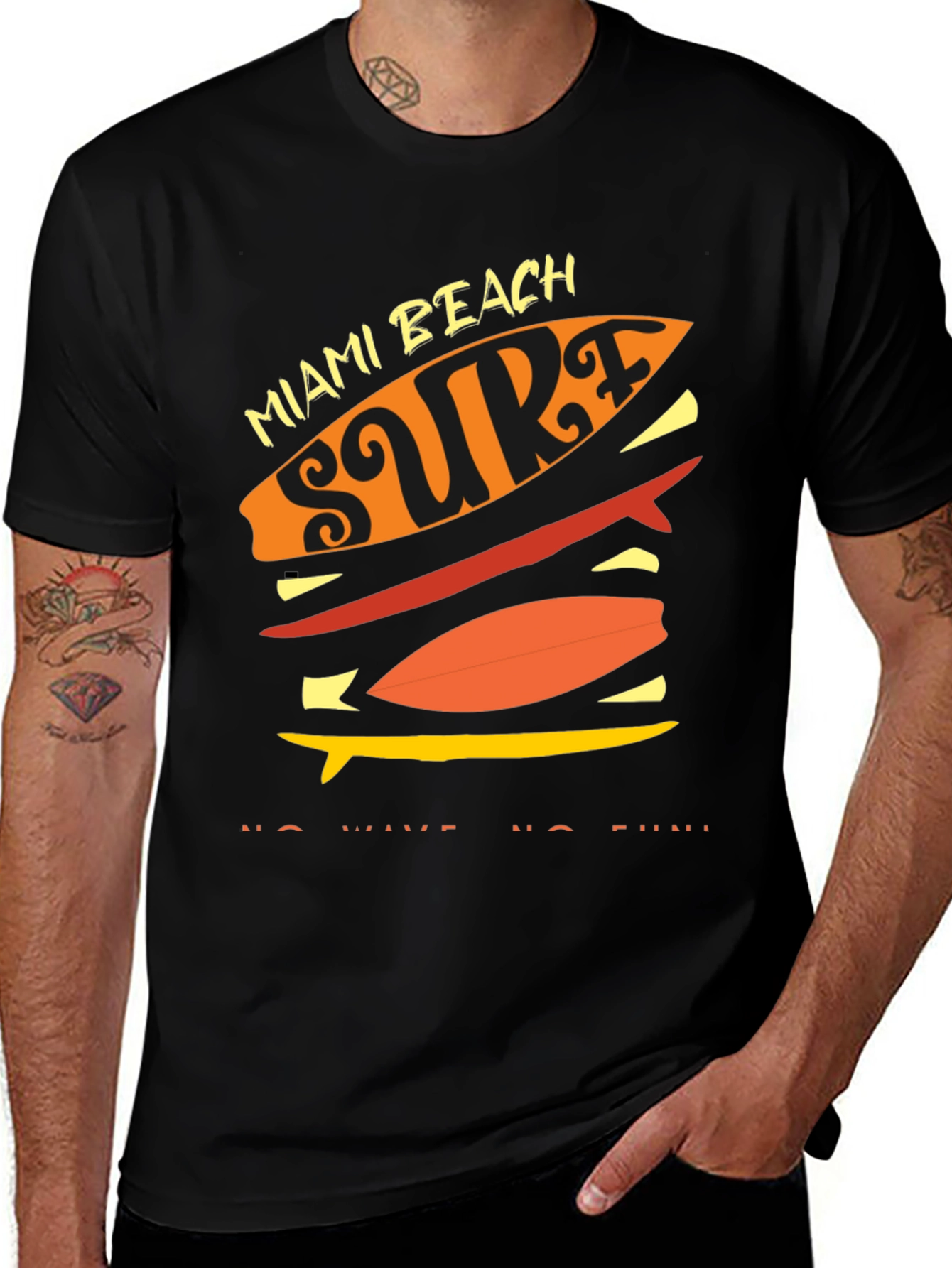 Miami Beach Surf T-Shirt - No Wave No Fun