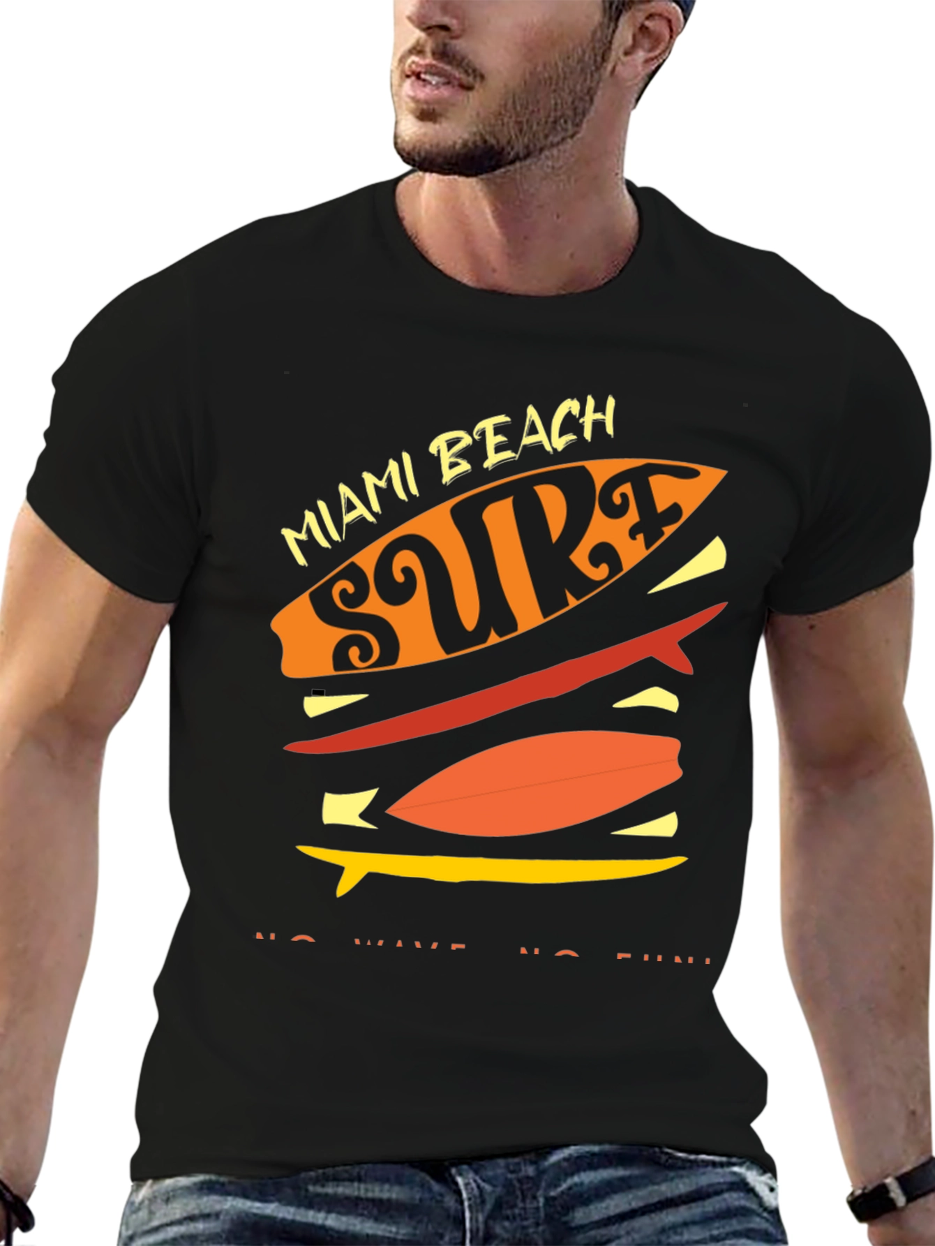 Miami Beach Surf T-Shirt - No Wave No Fun