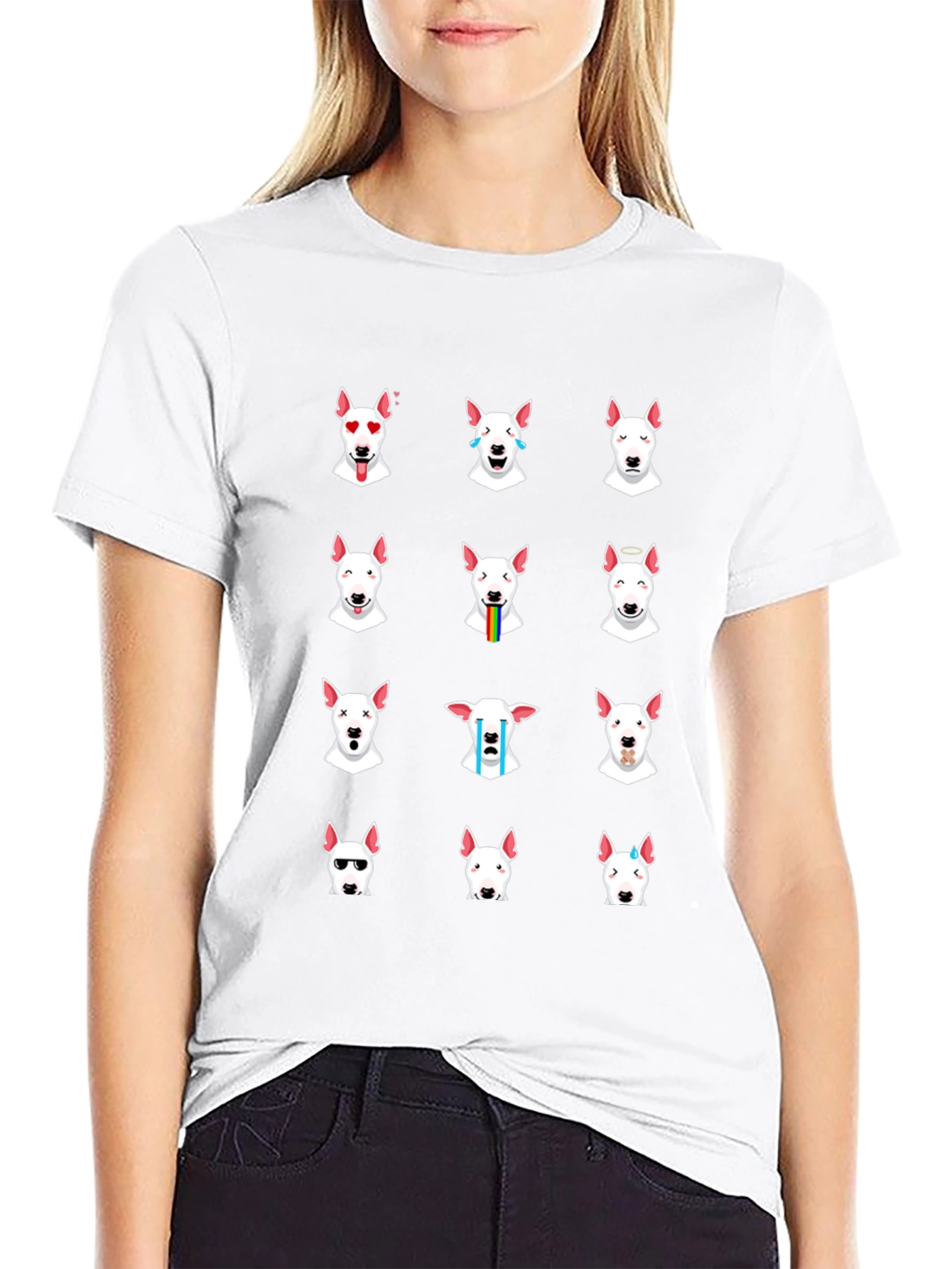 Emoji Bull Terrier T-Shirt - Black