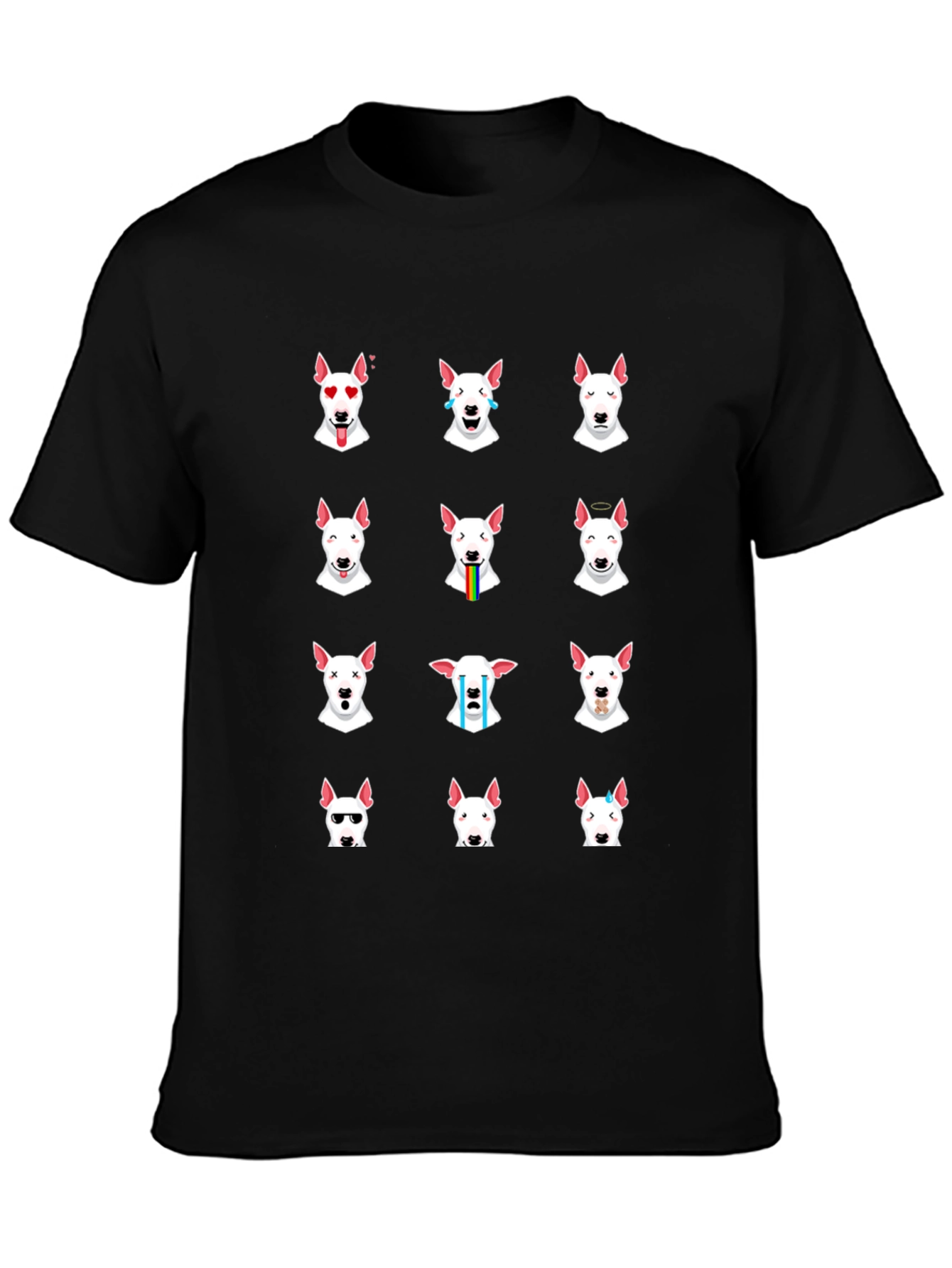 Emoji Bull Terrier T-Shirt - Black