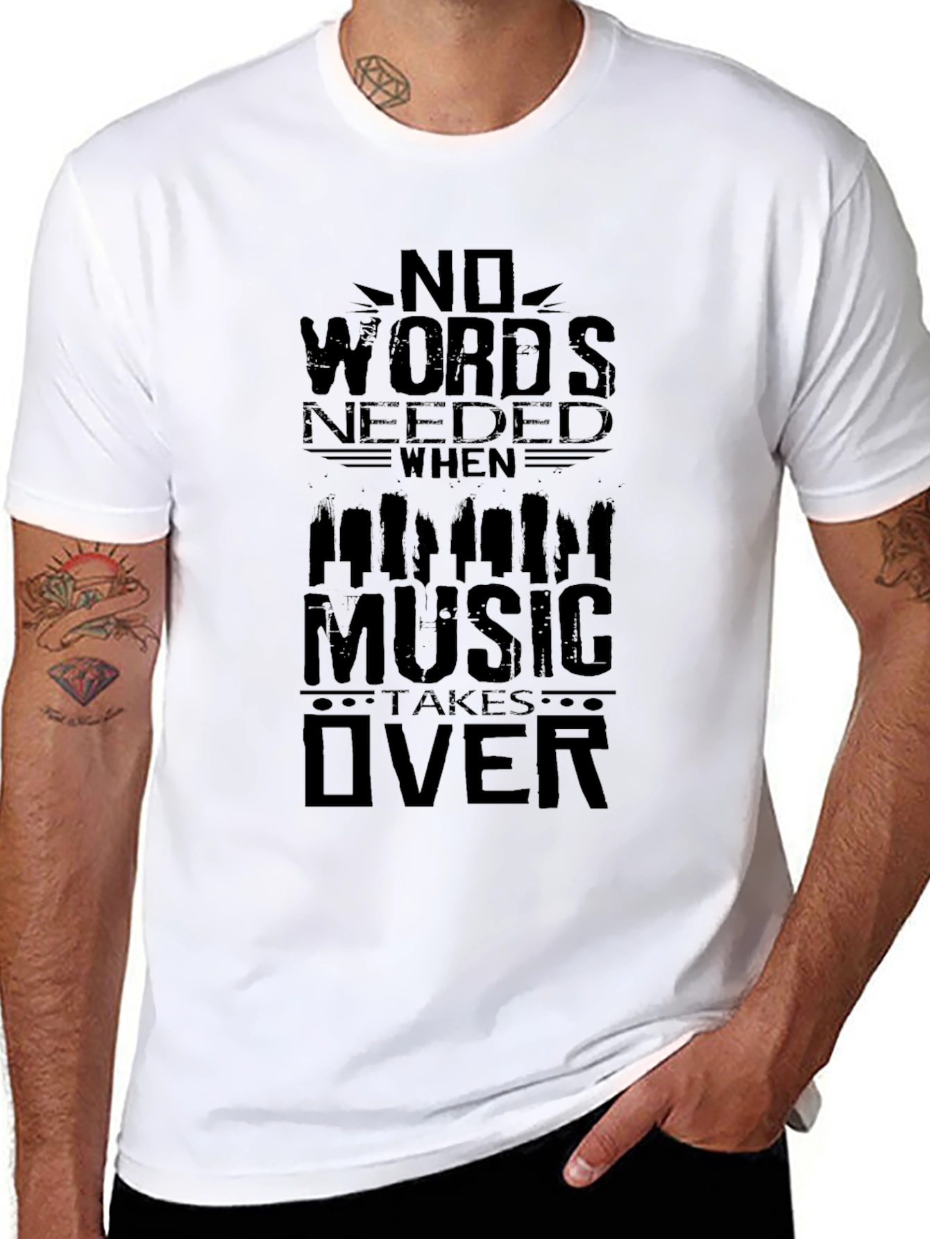 Music Takes Over Graphic Tee - Black