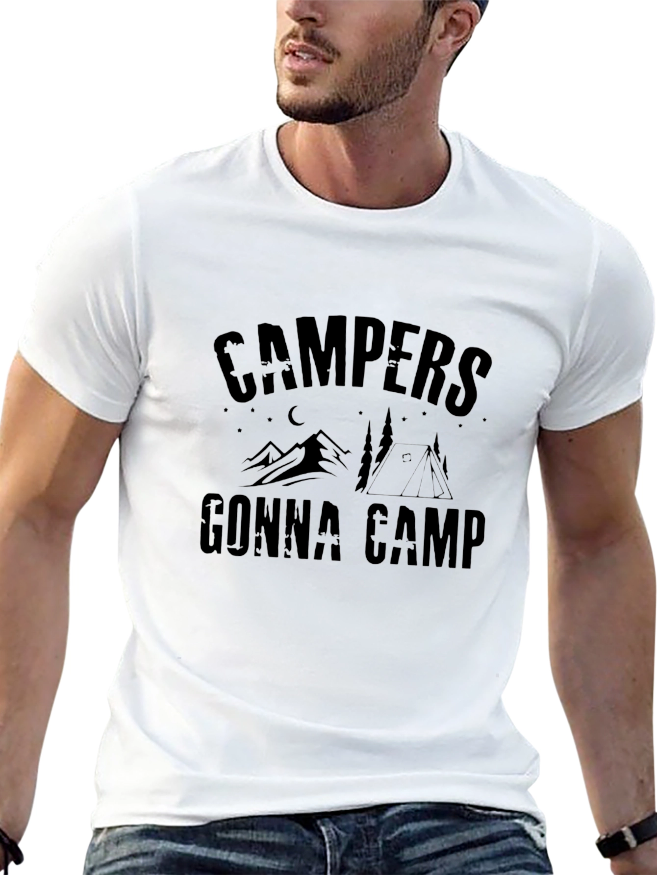 Campers Gonna Camp Graphic Tee - Black Cotton T-Shirt