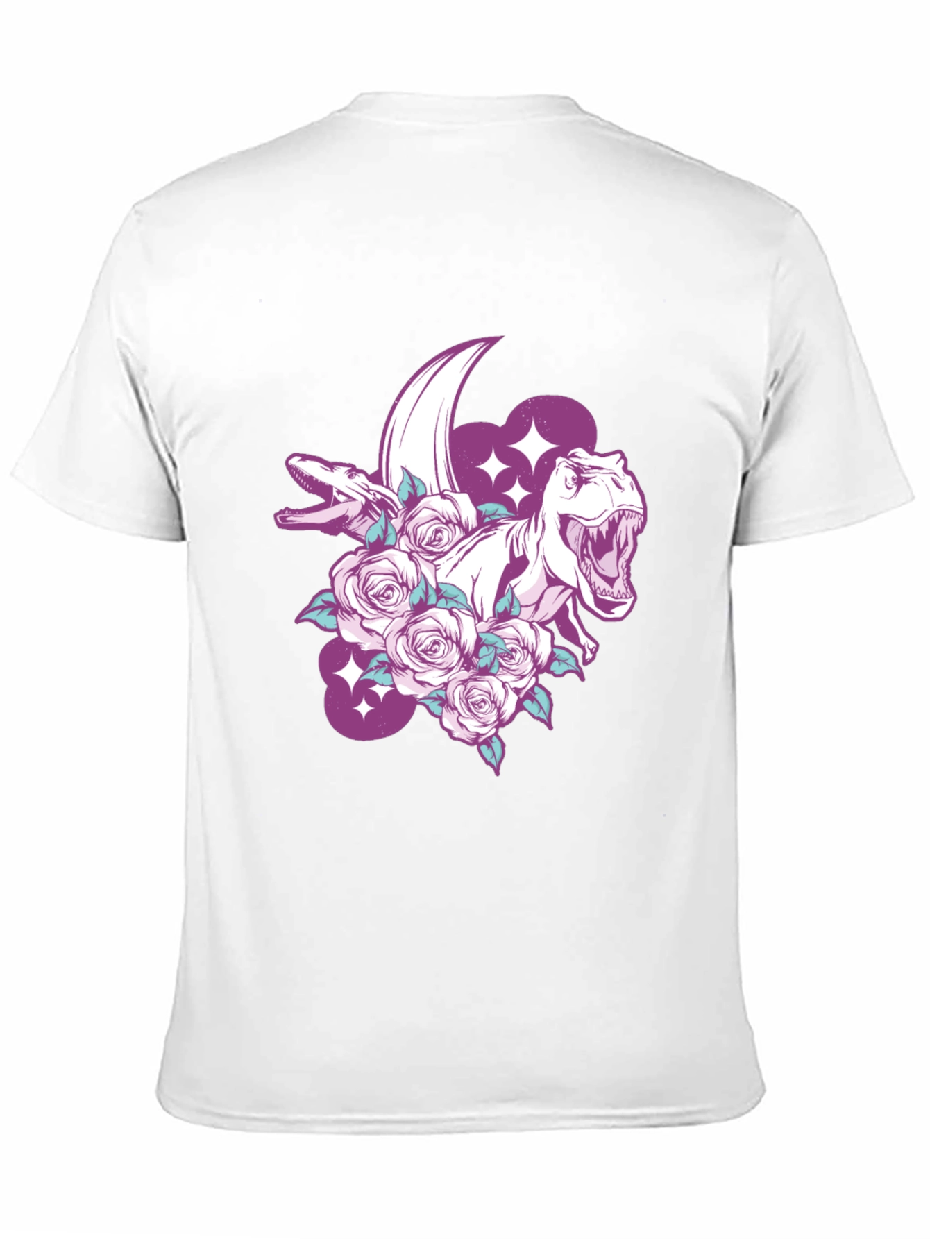 Dinosaur & Roses Graphic Print Black T-Shirt