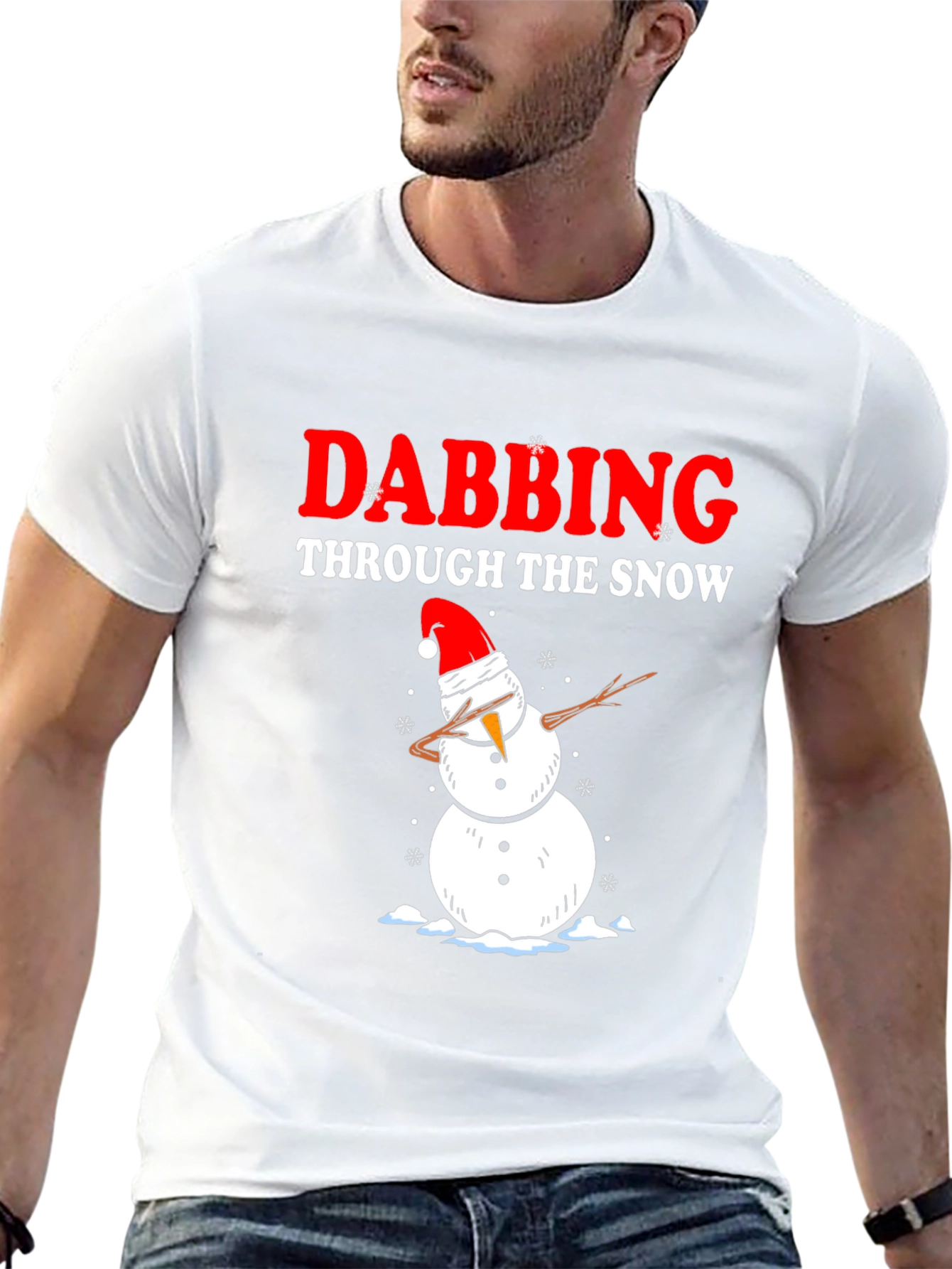 Dabbing Snowman Christmas Graphic T-Shirt