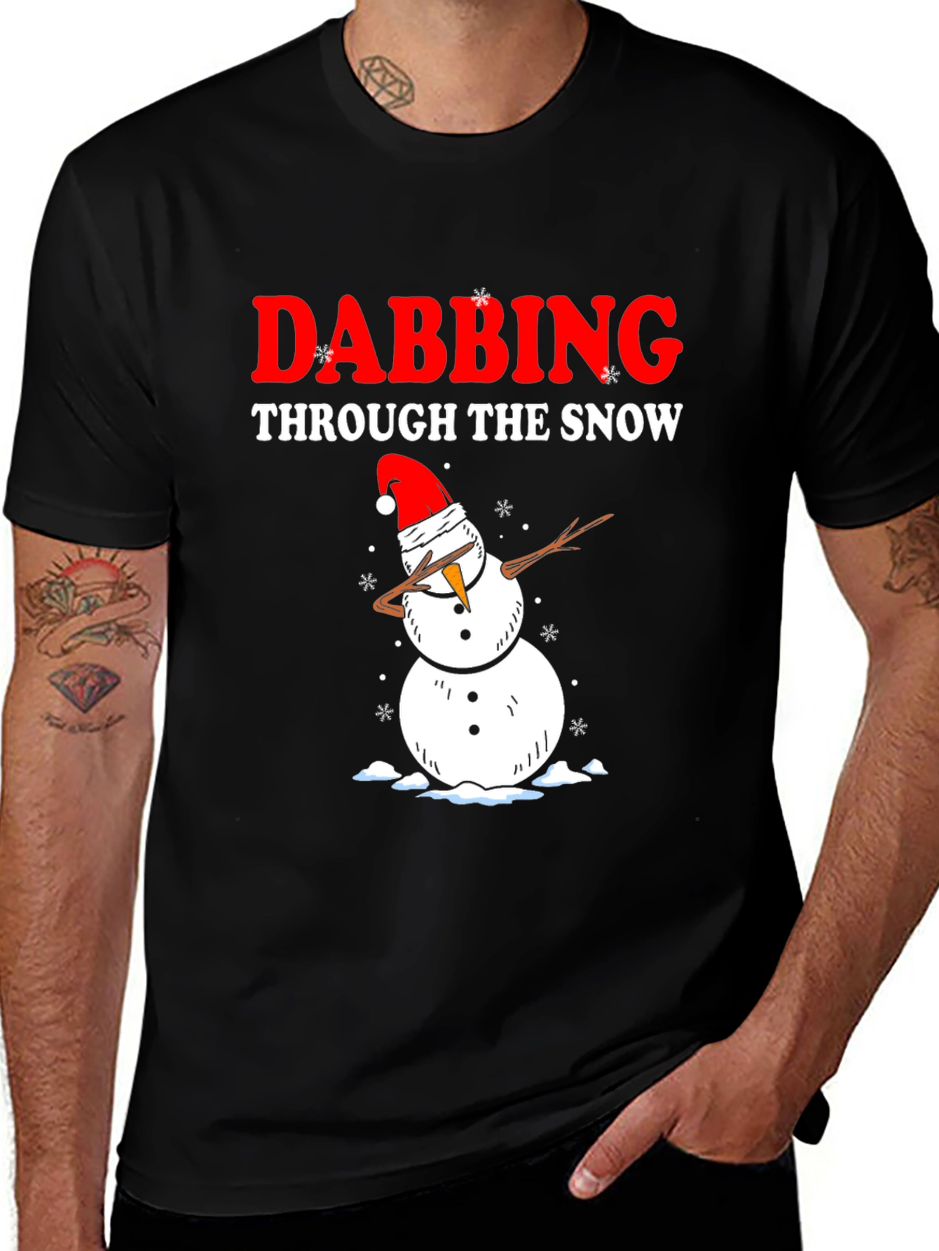 Dabbing Snowman Christmas Graphic T-Shirt
