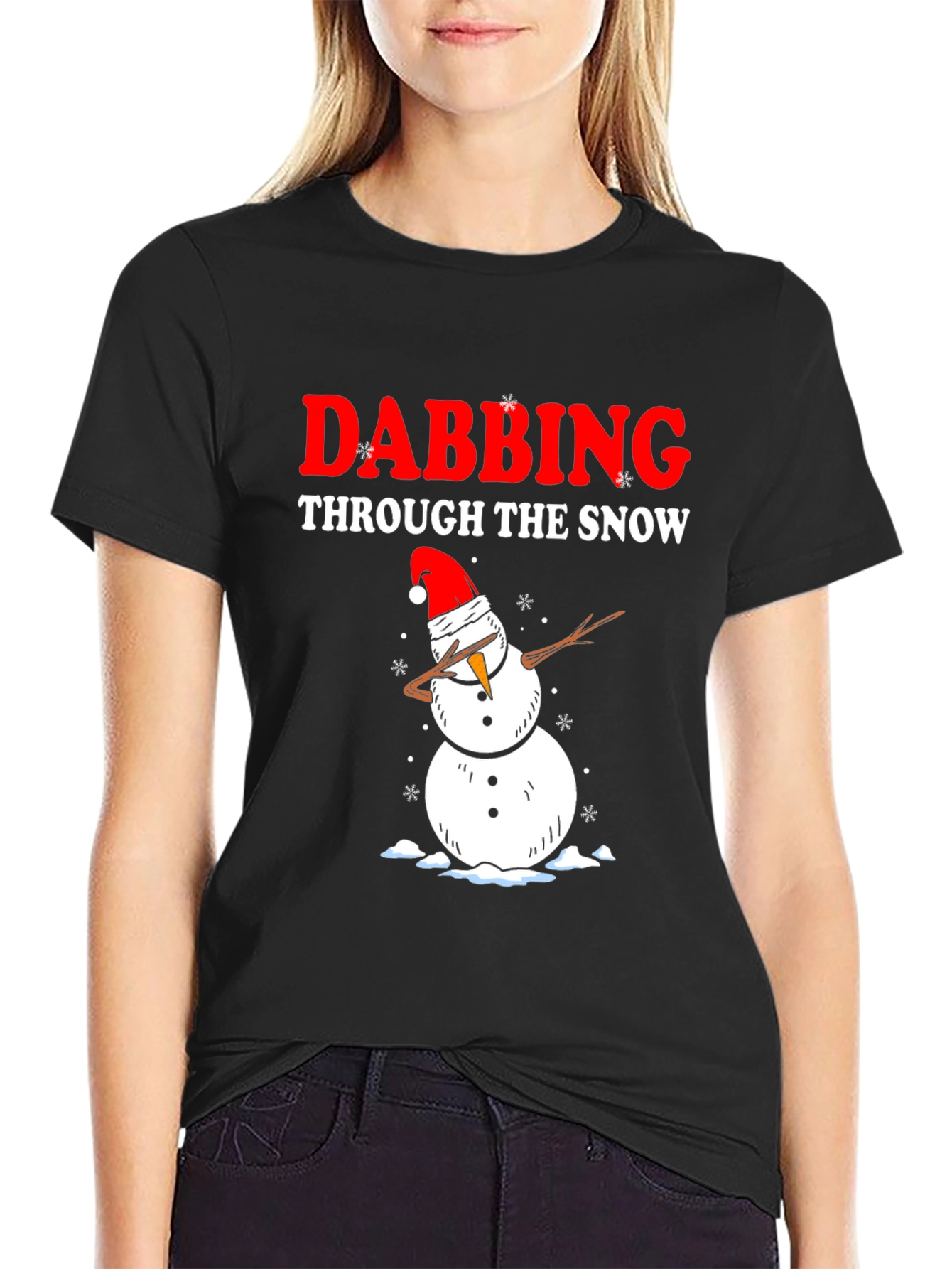 Dabbing Snowman Christmas Graphic T-Shirt