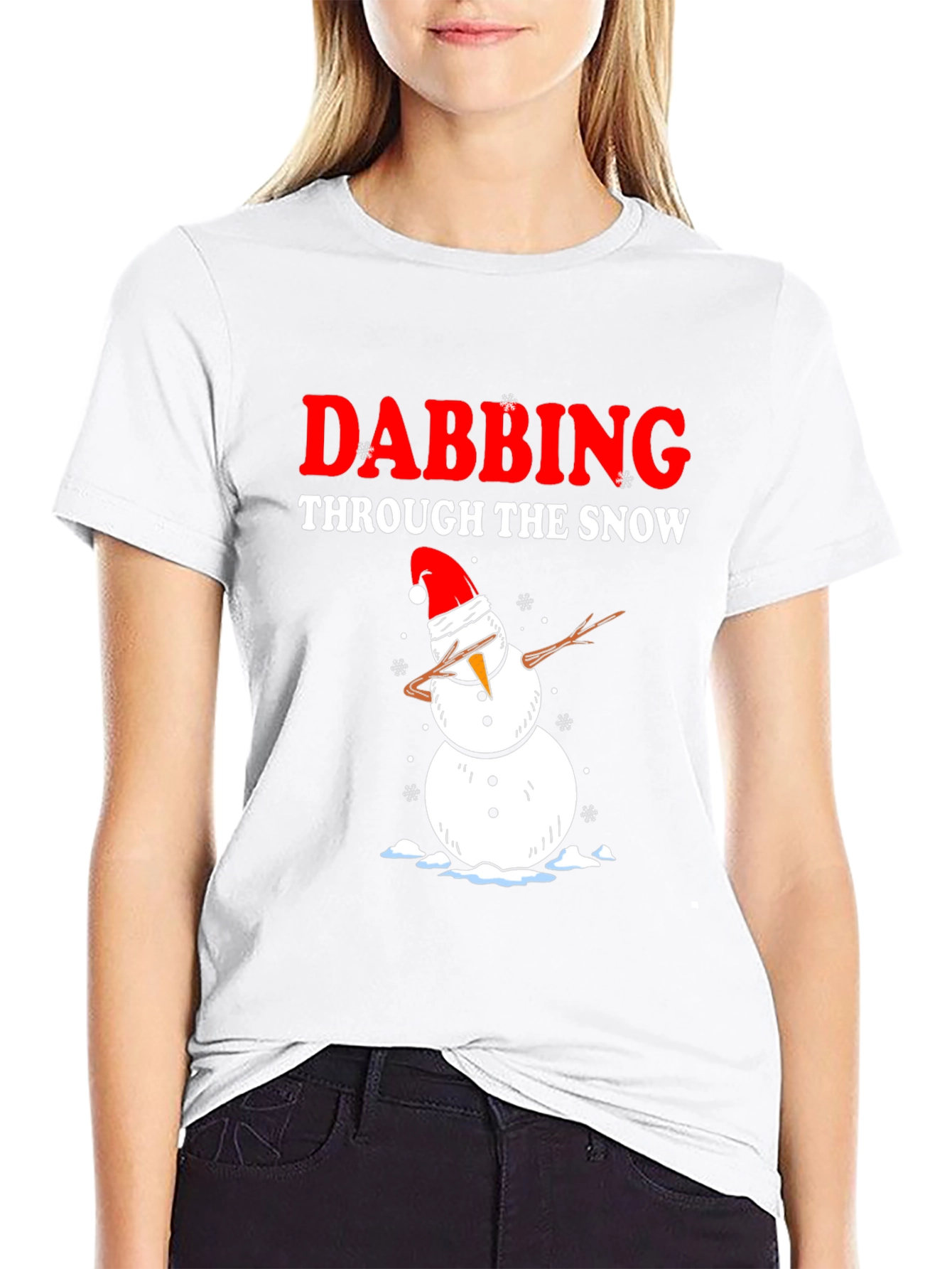Dabbing Snowman Christmas Graphic T-Shirt