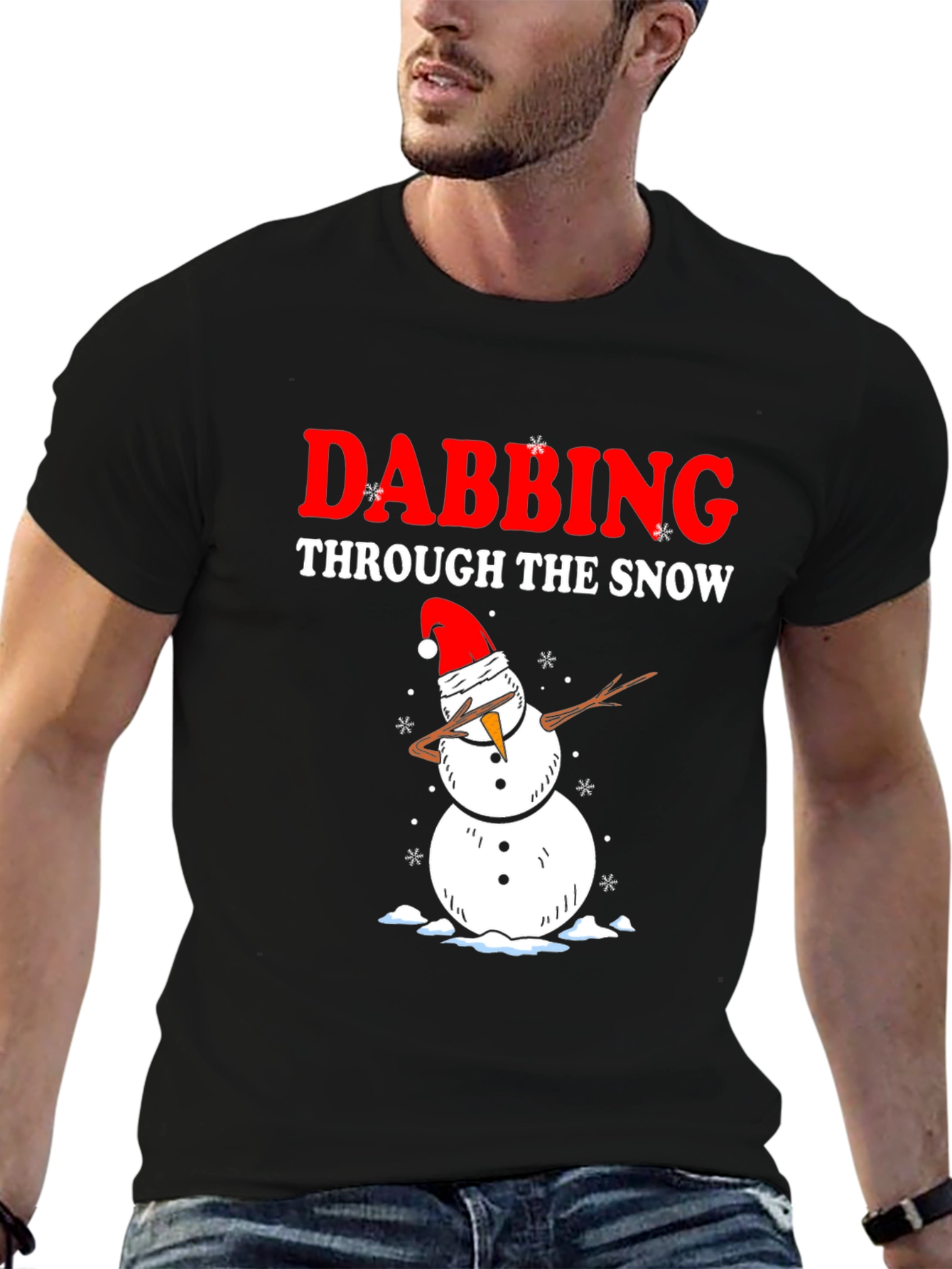 Dabbing Snowman Christmas Graphic T-Shirt