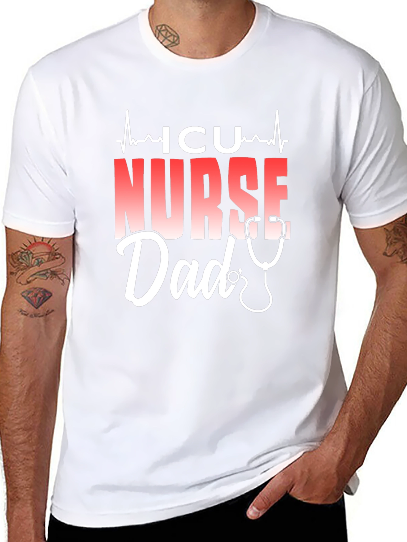 ICU Nurse Dad T-Shirt - Black