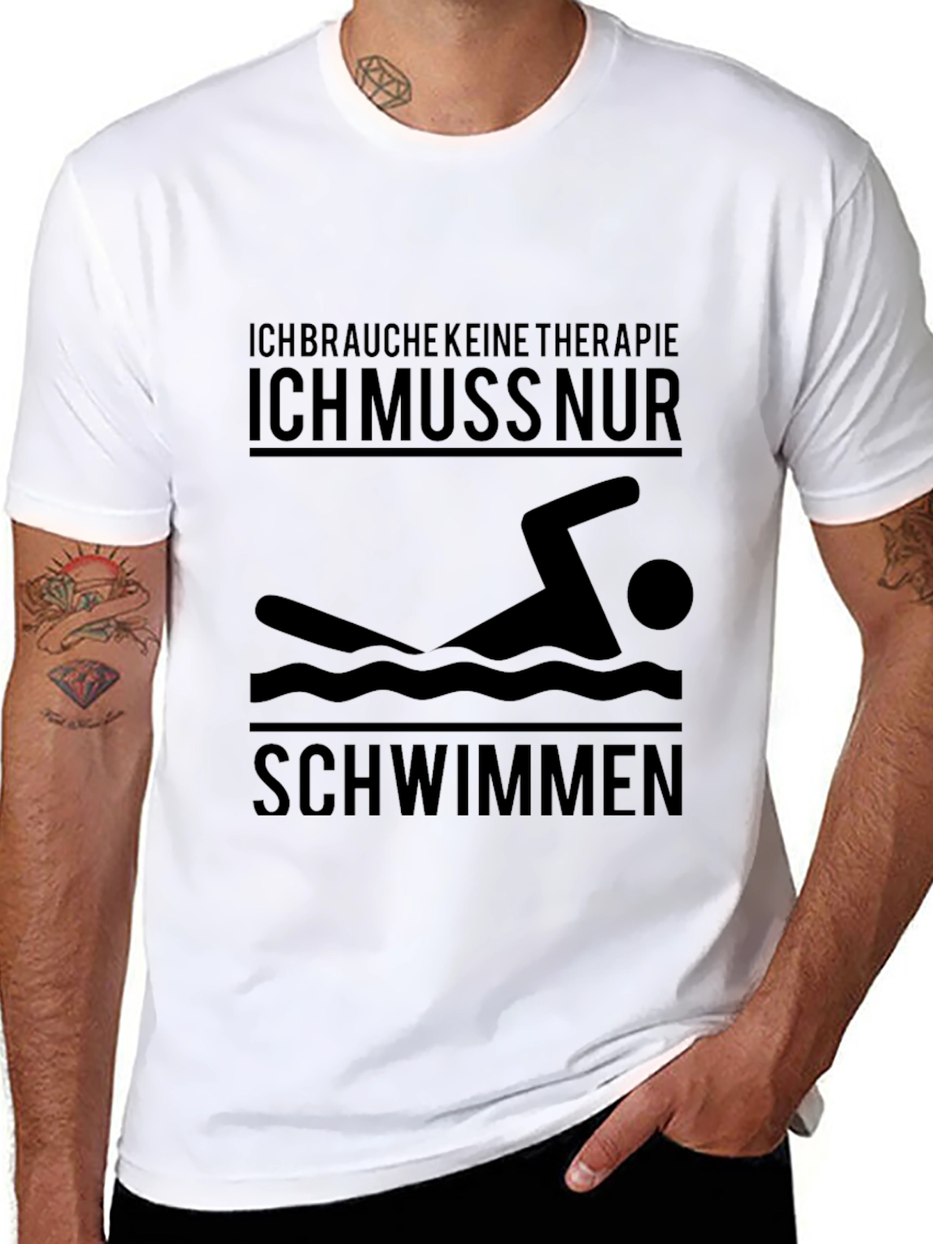 Funny German Swimmer T-Shirt | Ich Muss Nur Schwimmen
