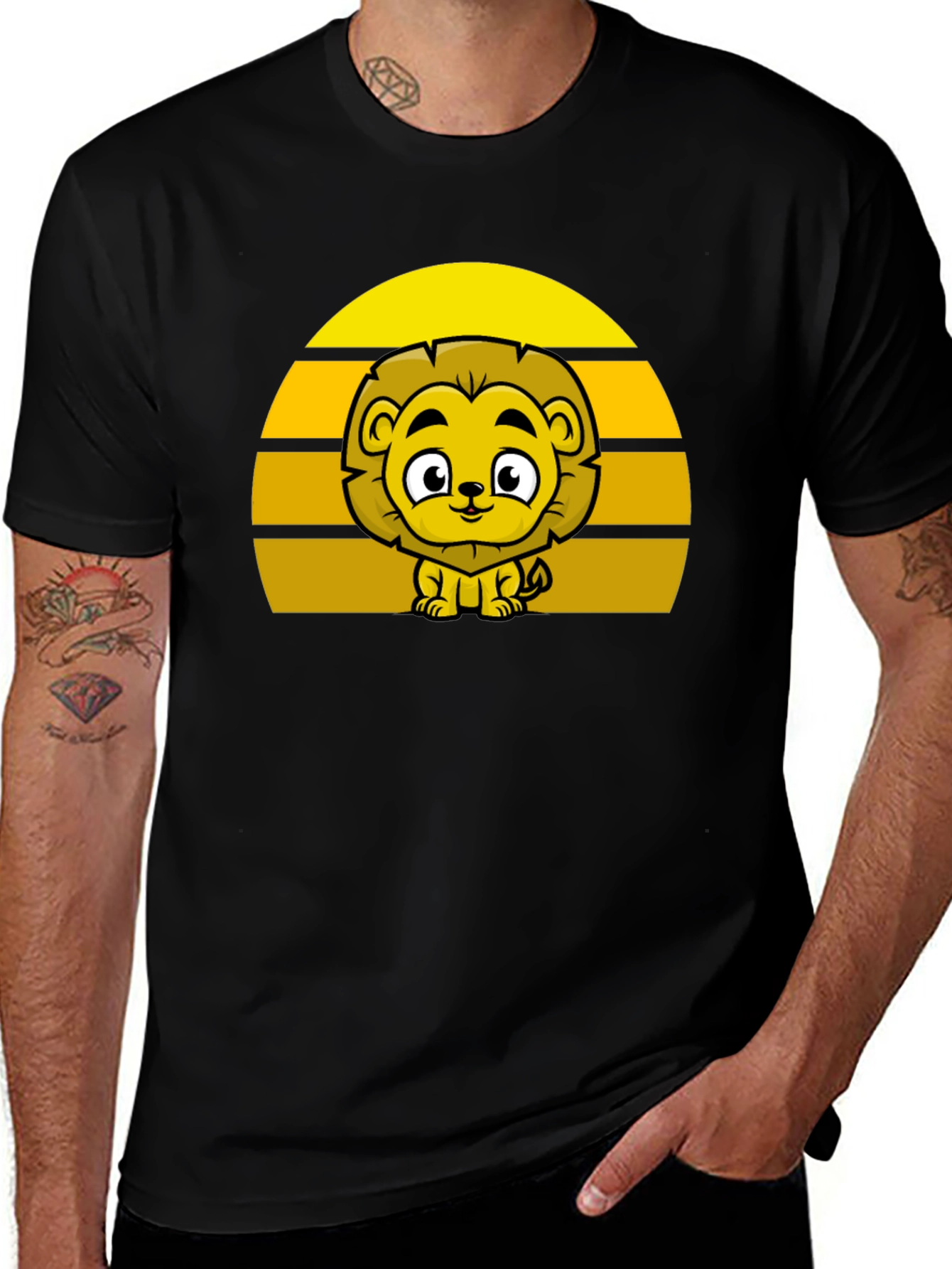 Lion Sunset Graphic Tee - Cute Cartoon Lion Shirt