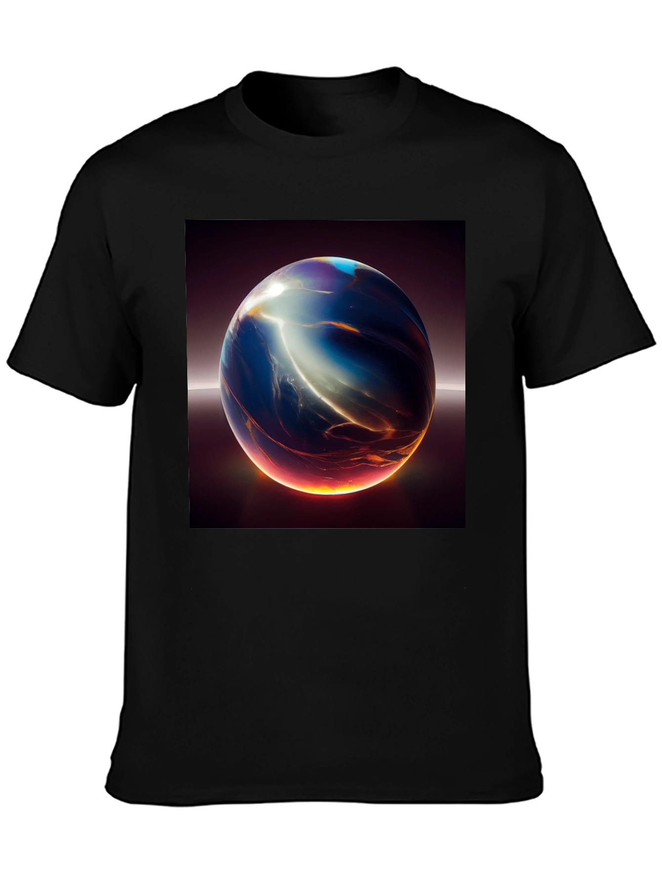 Abstract Sphere Graphic Print Black T-Shirt