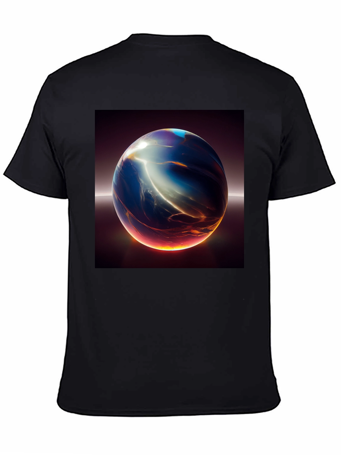 Abstract Sphere Graphic Print Black T-Shirt