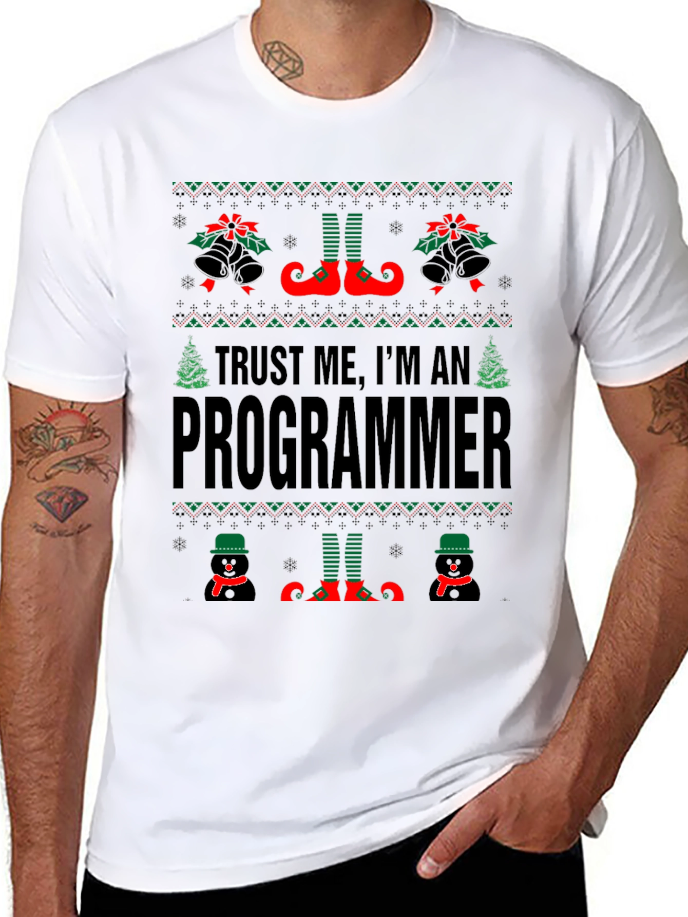 Funny Christmas Programmer Ugly Sweater Style T-Shirt