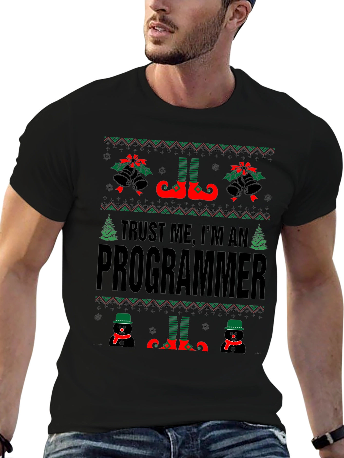 Funny Christmas Programmer Ugly Sweater Style T-Shirt