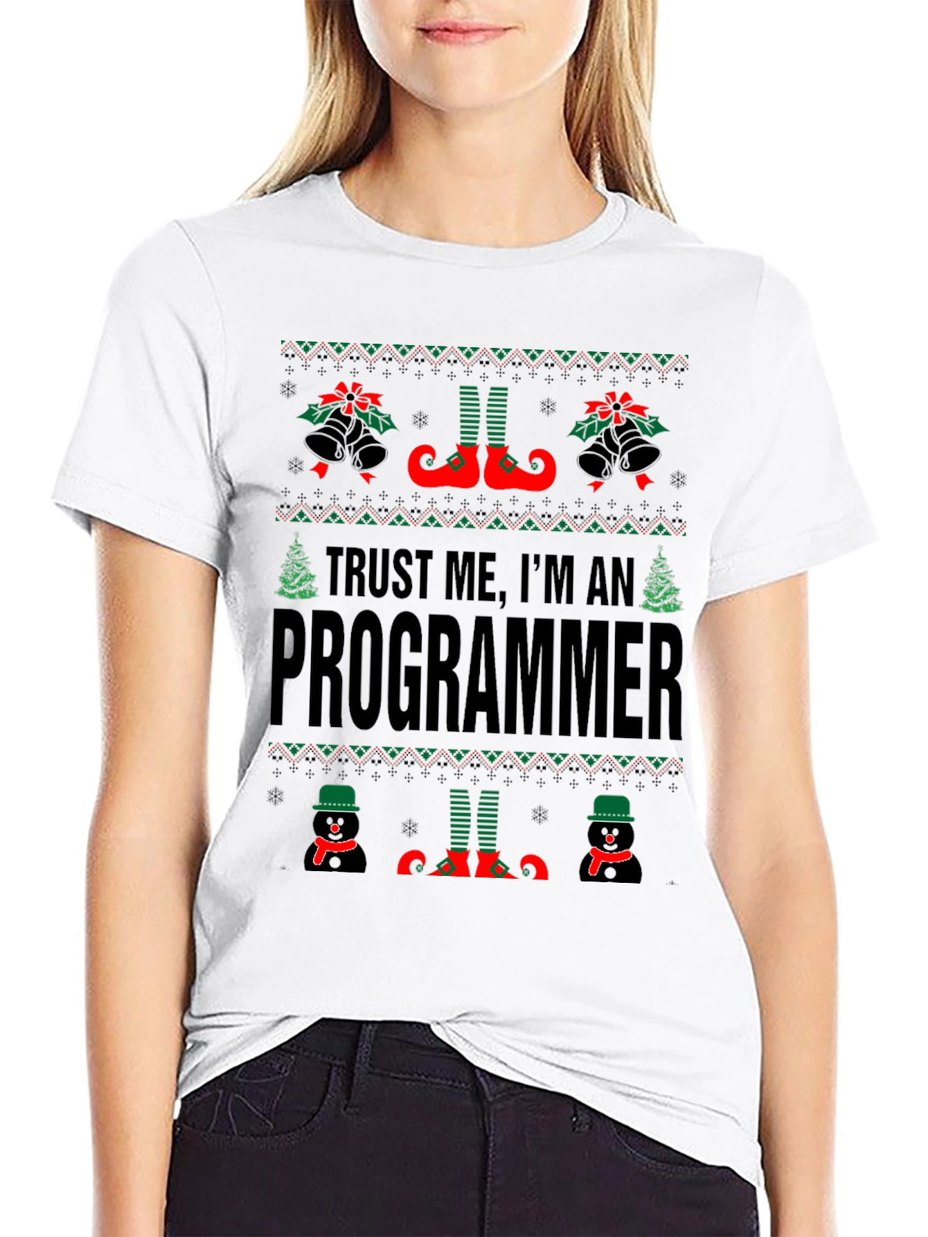 Funny Christmas Programmer Ugly Sweater Style T-Shirt