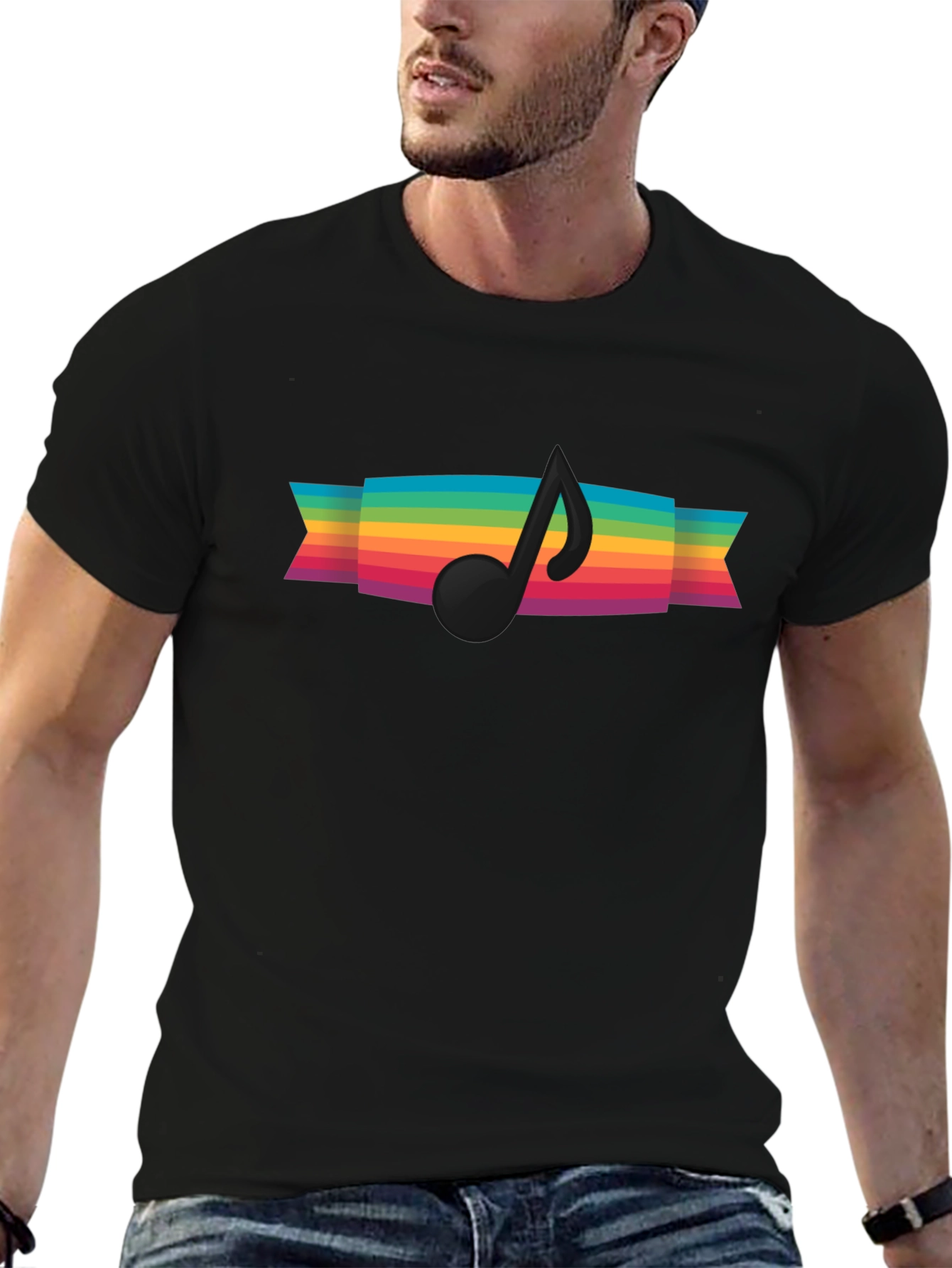 Rainbow Music Note Graphic Tee
