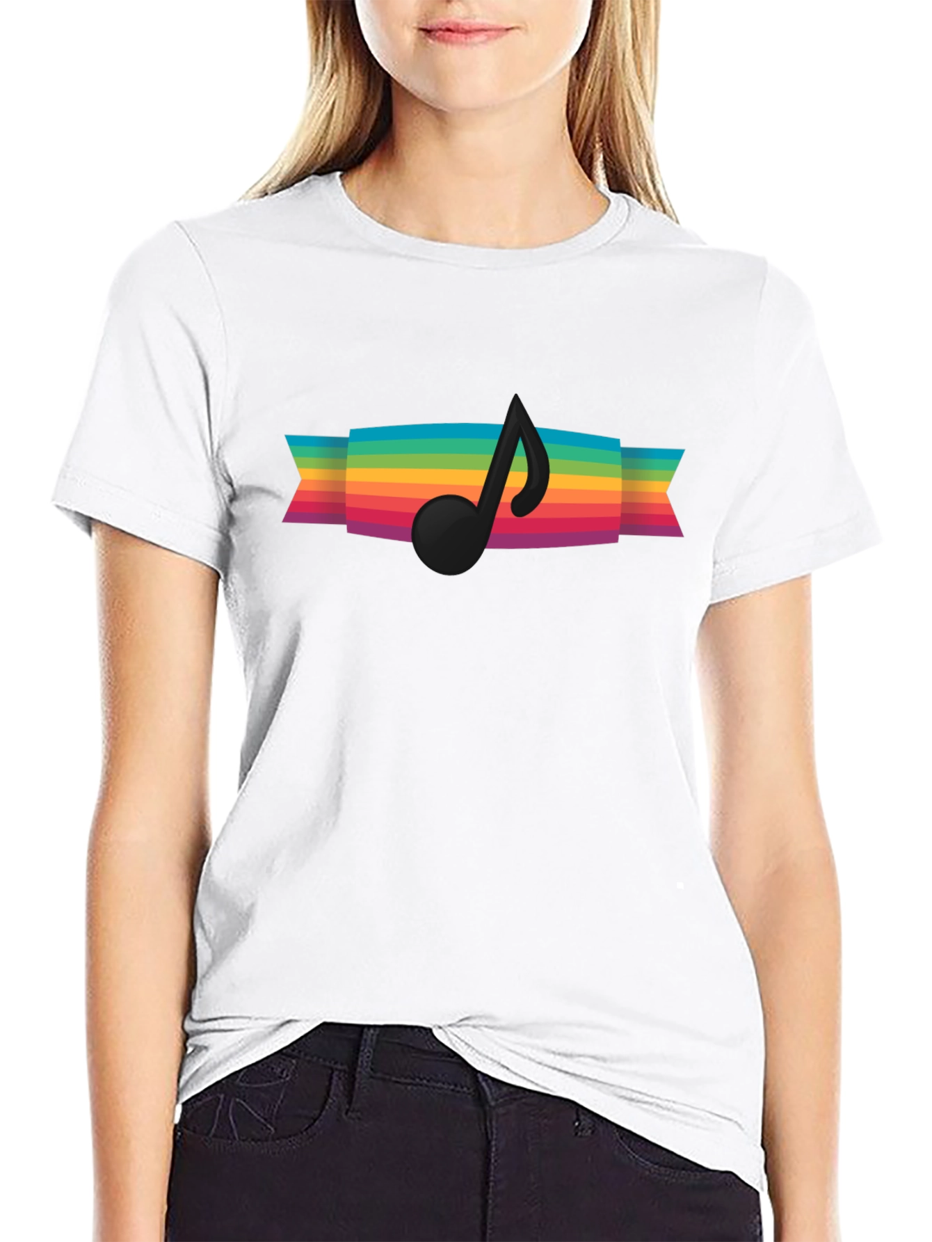 Rainbow Music Note Graphic Tee