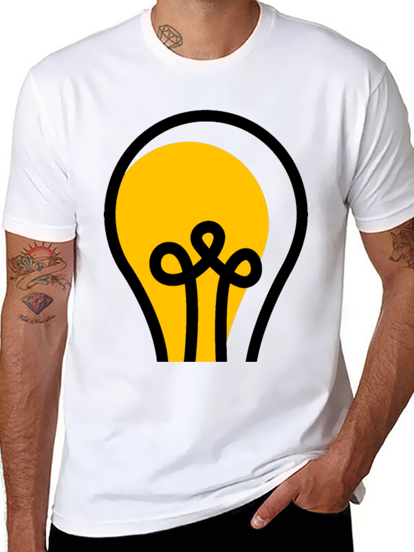 Black T-Shirt with Light Bulb Graphic
