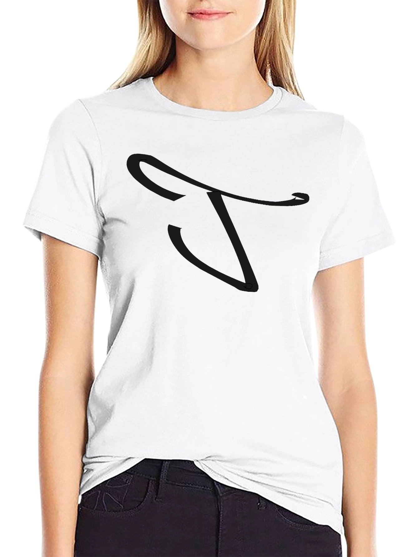 Black T-Shirt with Letter Graphic