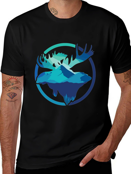 Moose & Mountain Graphic Tee - Mens Black T-Shirt