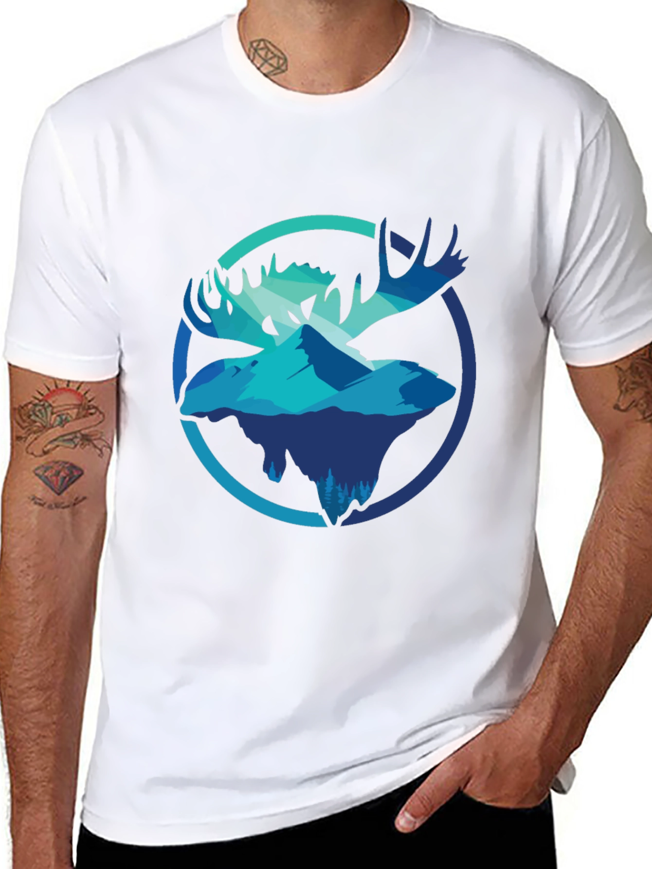 Moose & Mountain Graphic Tee - Mens Black T-Shirt