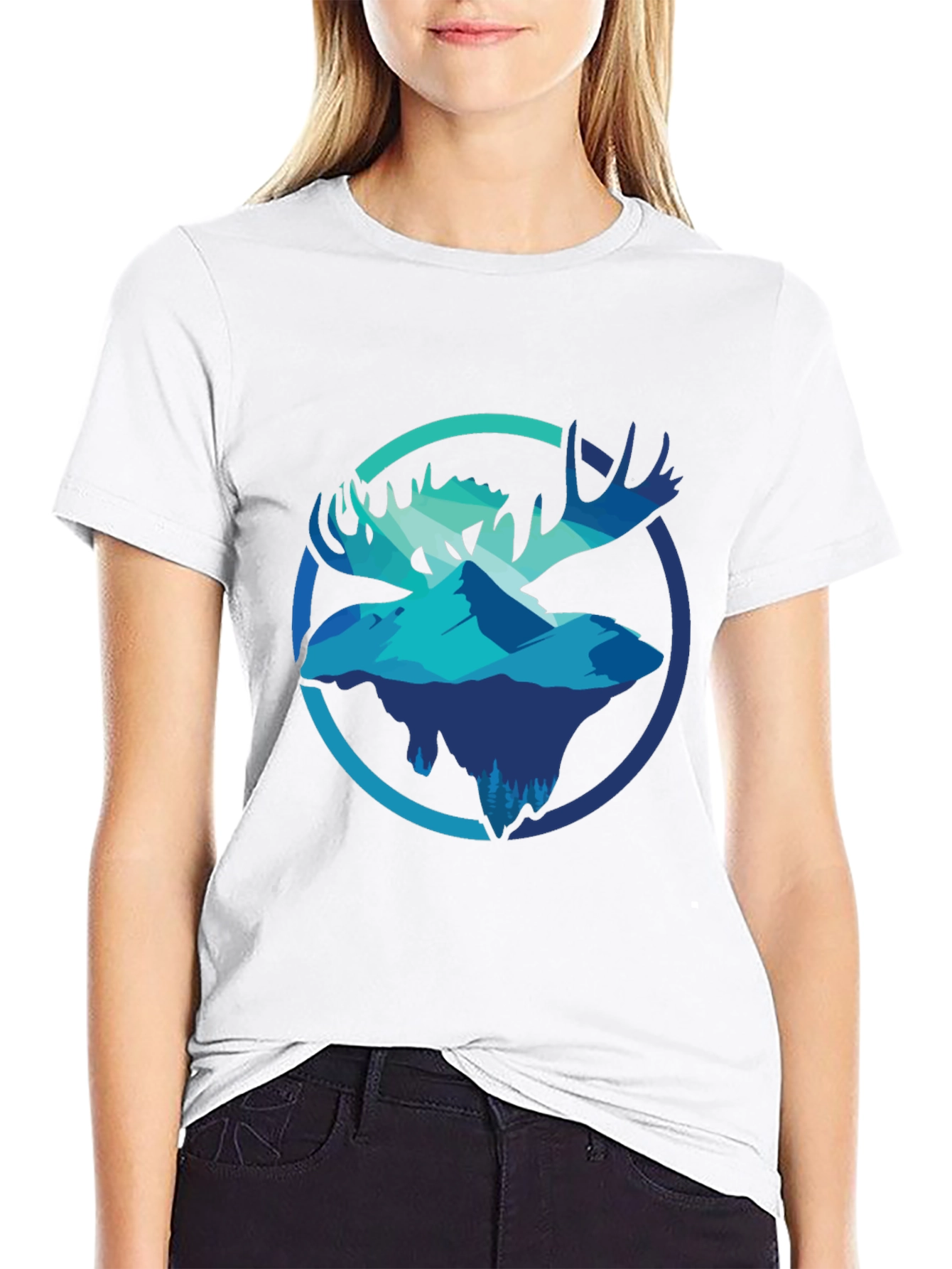 Moose & Mountain Graphic Tee - Mens Black T-Shirt