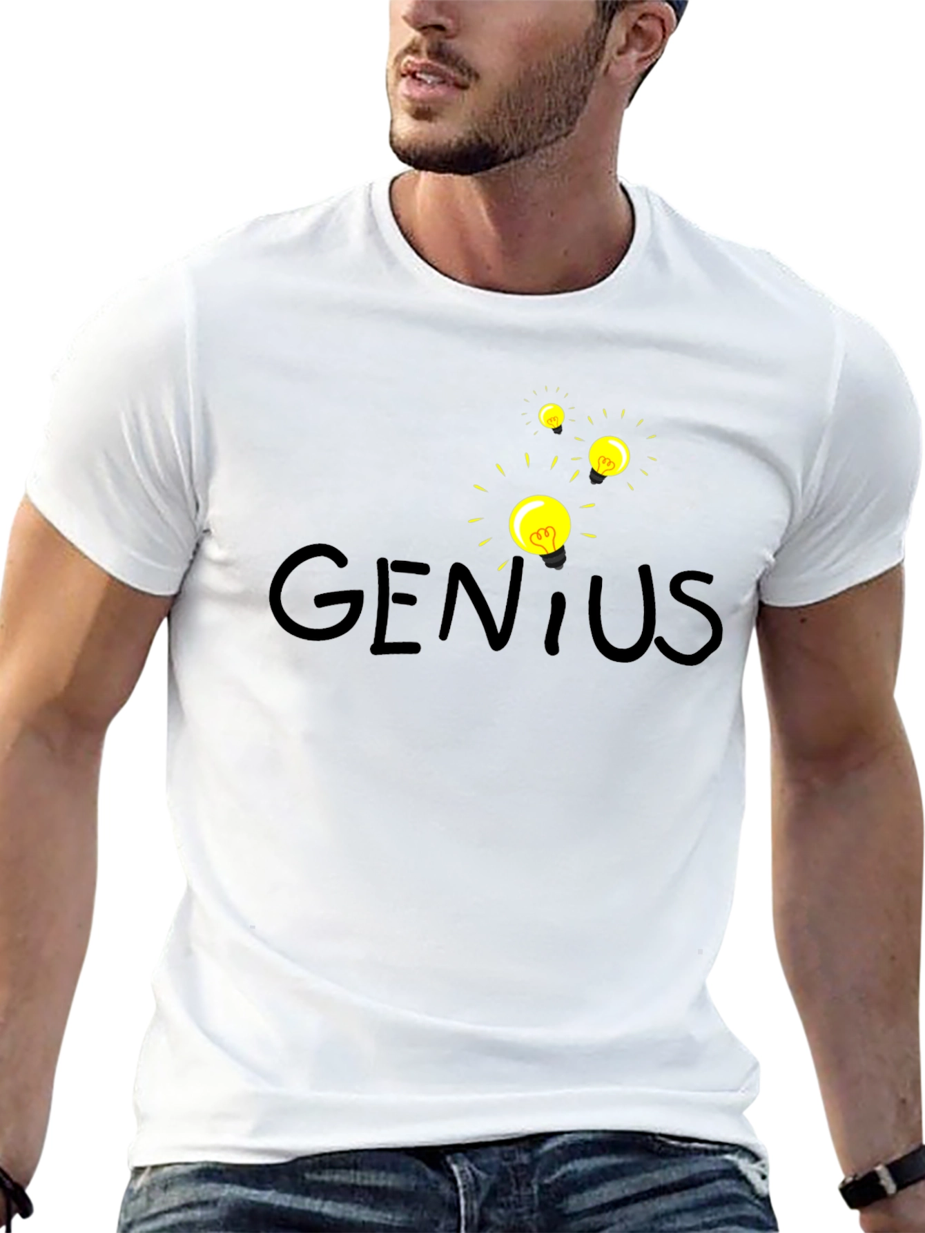 Genius Lightbulb Graphic T-Shirt - Black