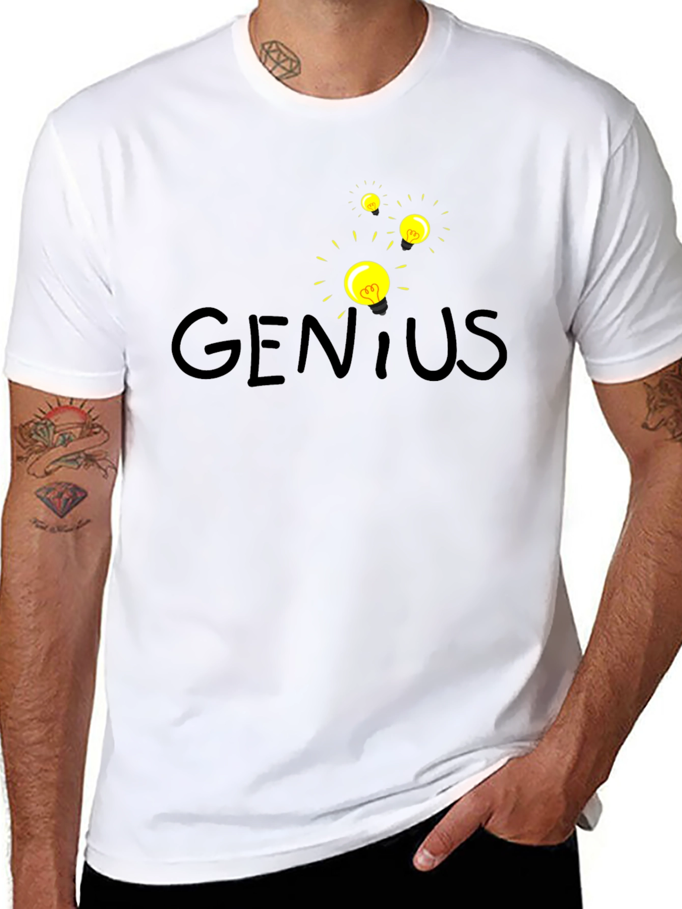 Genius Lightbulb Graphic T-Shirt - Black