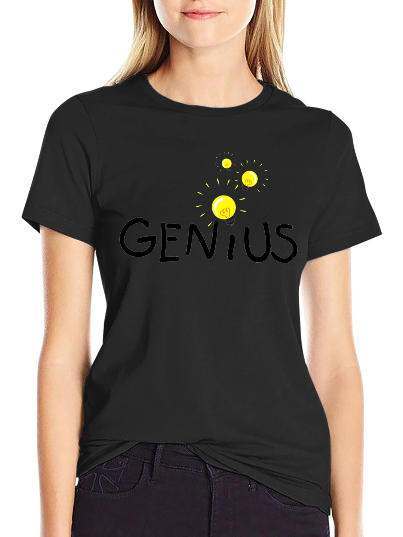Genius Lightbulb Graphic T-Shirt - Black