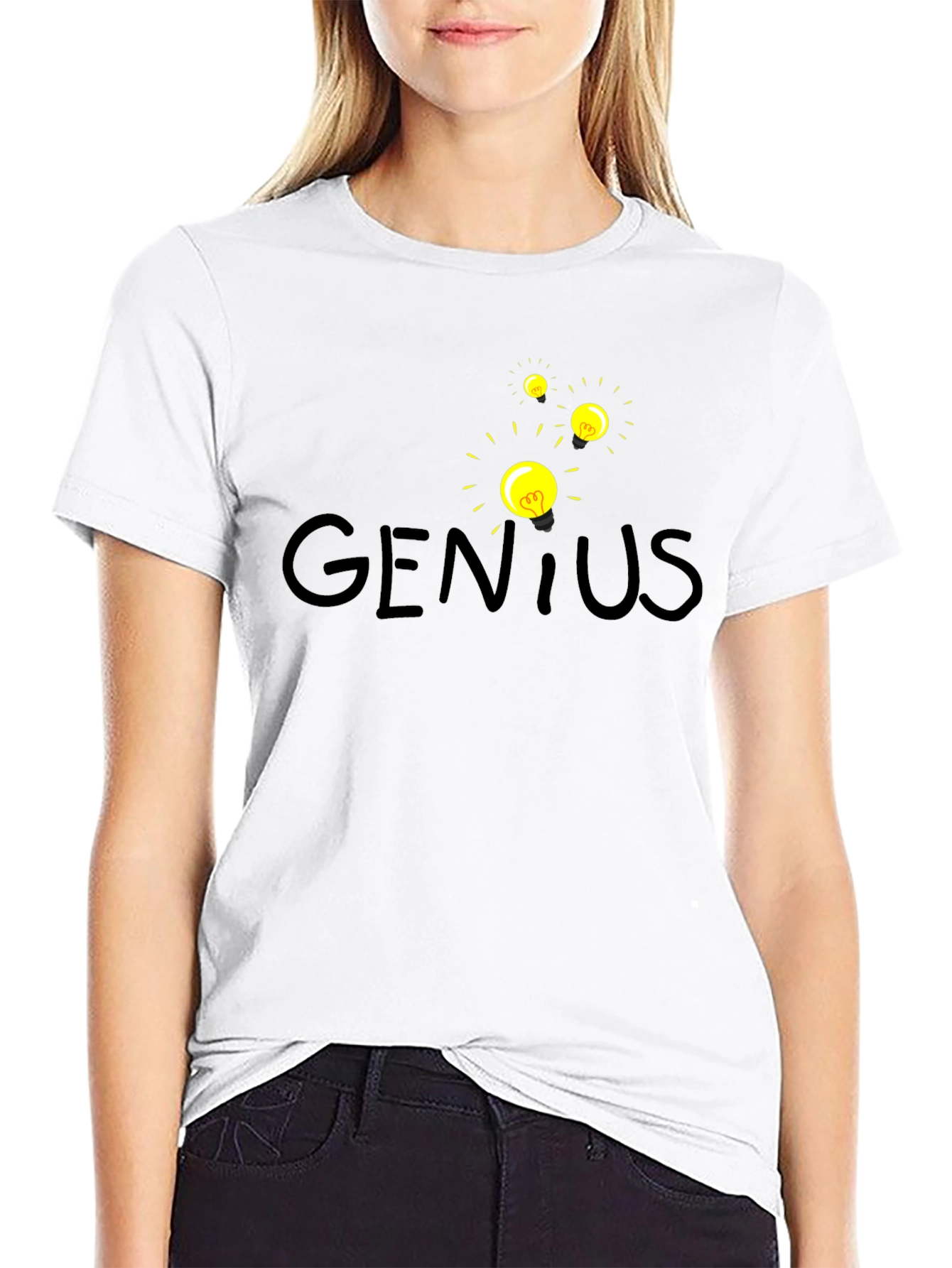 Genius Lightbulb Graphic T-Shirt - Black