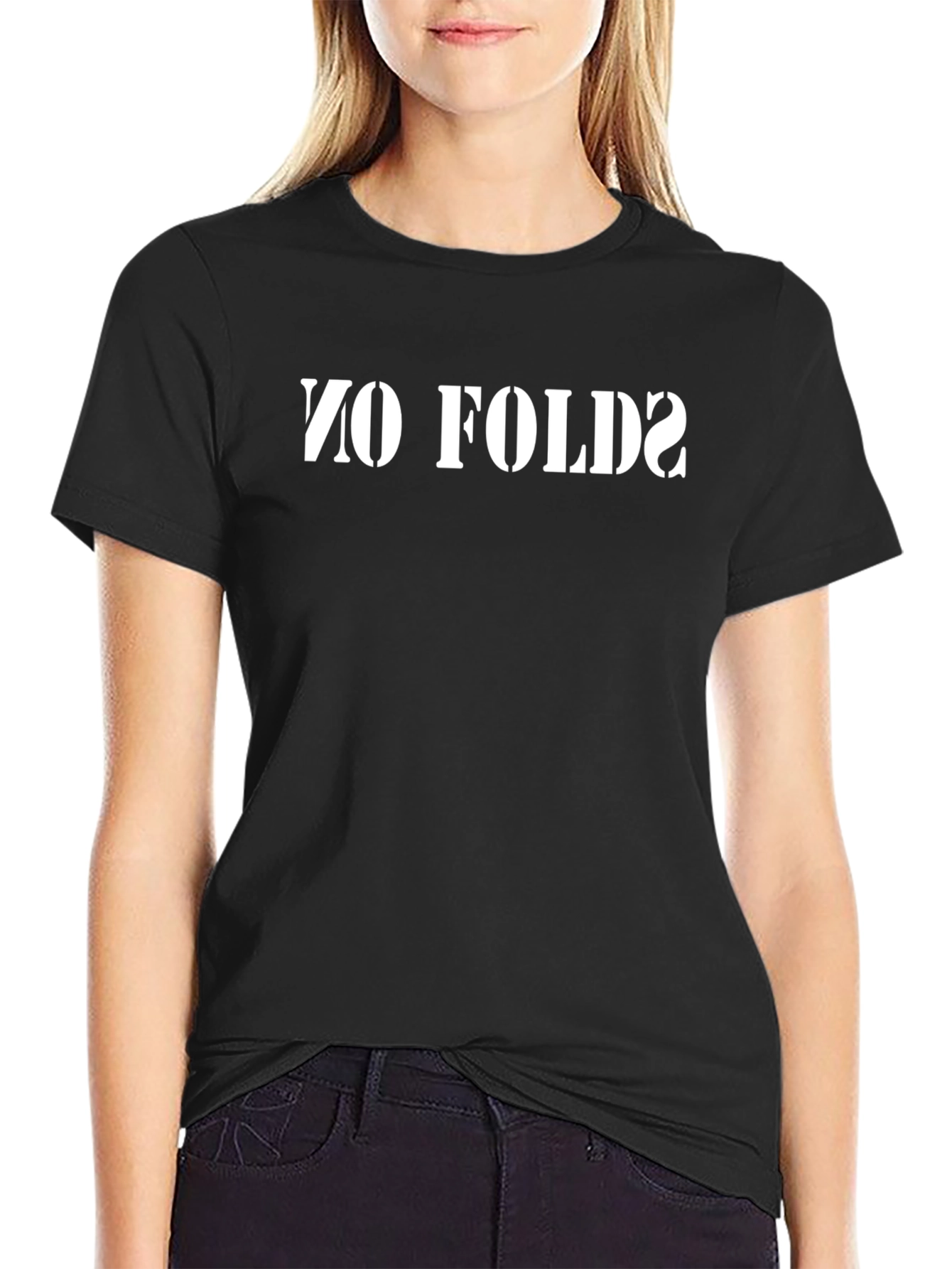 No Folds Black Graphic T-Shirt - Bold Statement Tee