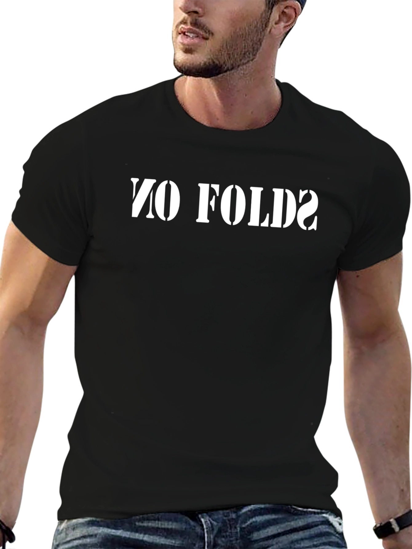No Folds Black Graphic T-Shirt - Bold Statement Tee