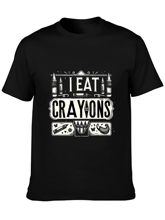 I Eat Crayons Graphic T-Shirt - Funny Novelty Tee