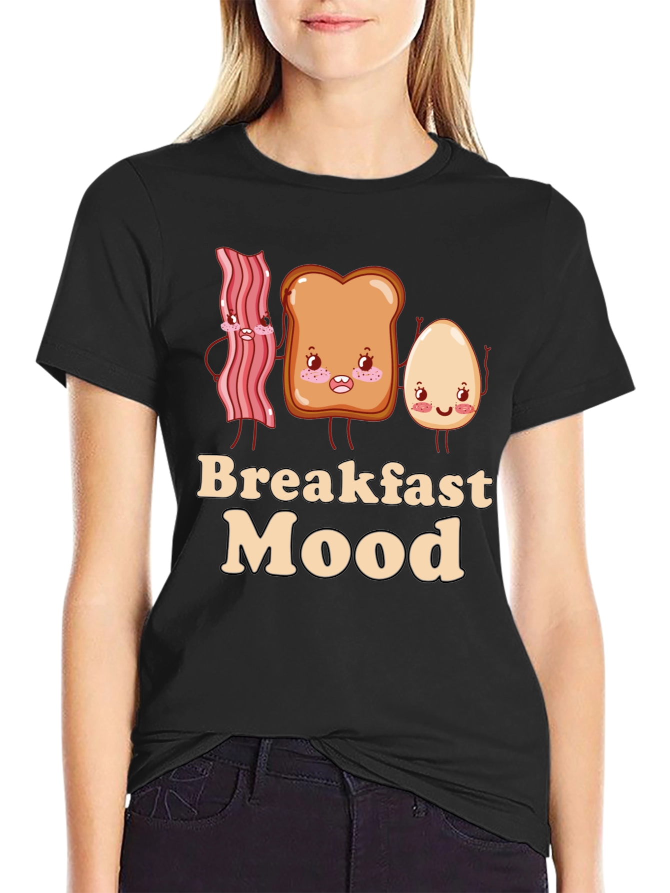 Breakfast Mood Cartoon Graphic T-Shirt