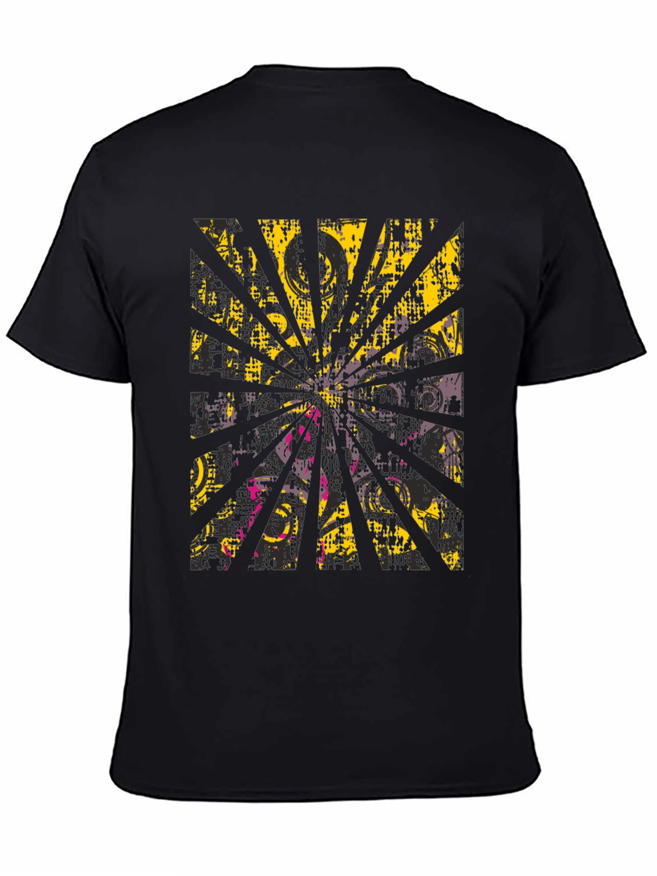 Abstract Burst Graphic Print Black T-Shirt