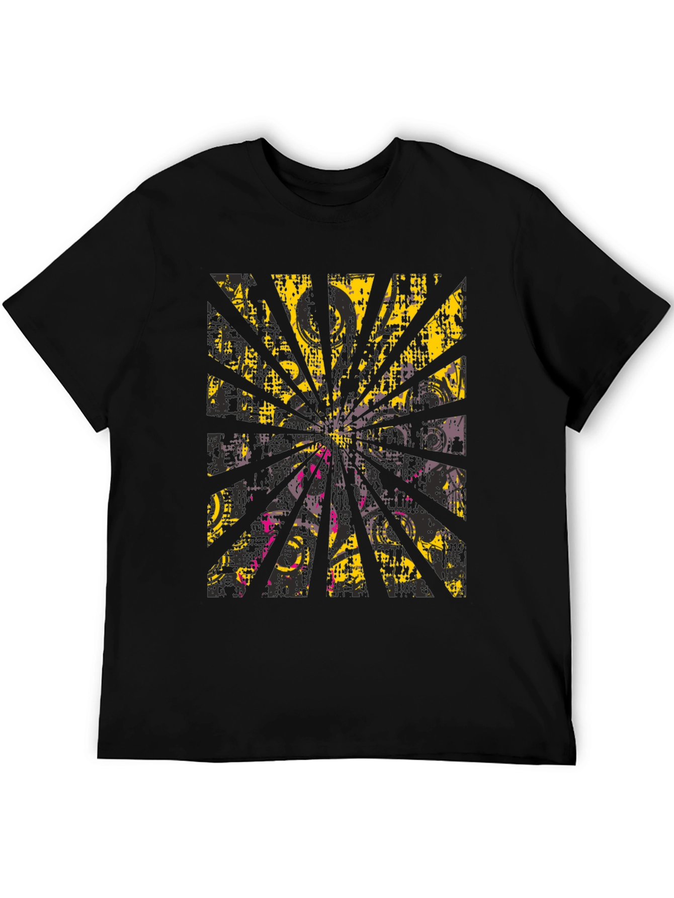 Abstract Burst Graphic Print Black T-Shirt
