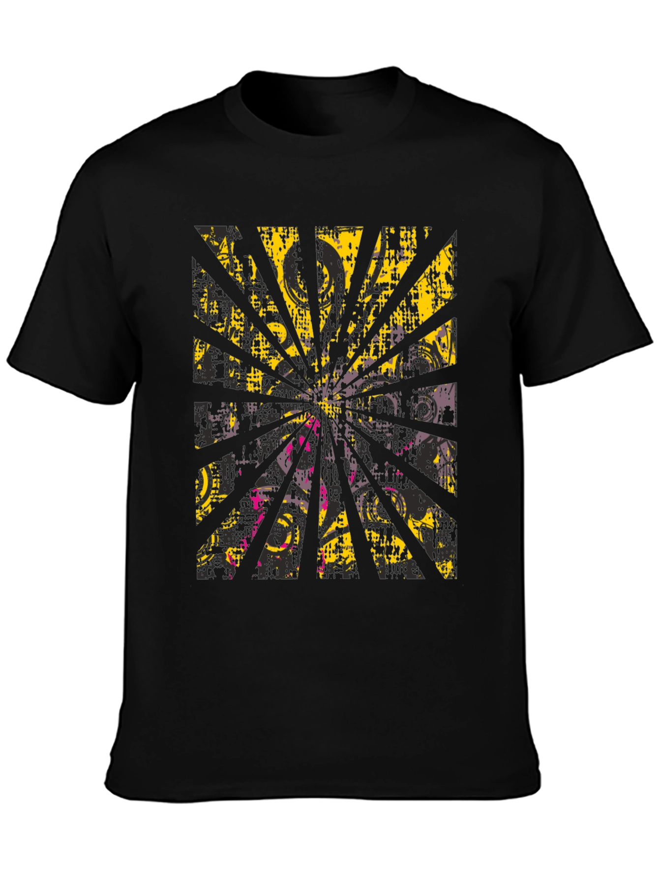 Abstract Burst Graphic Print Black T-Shirt