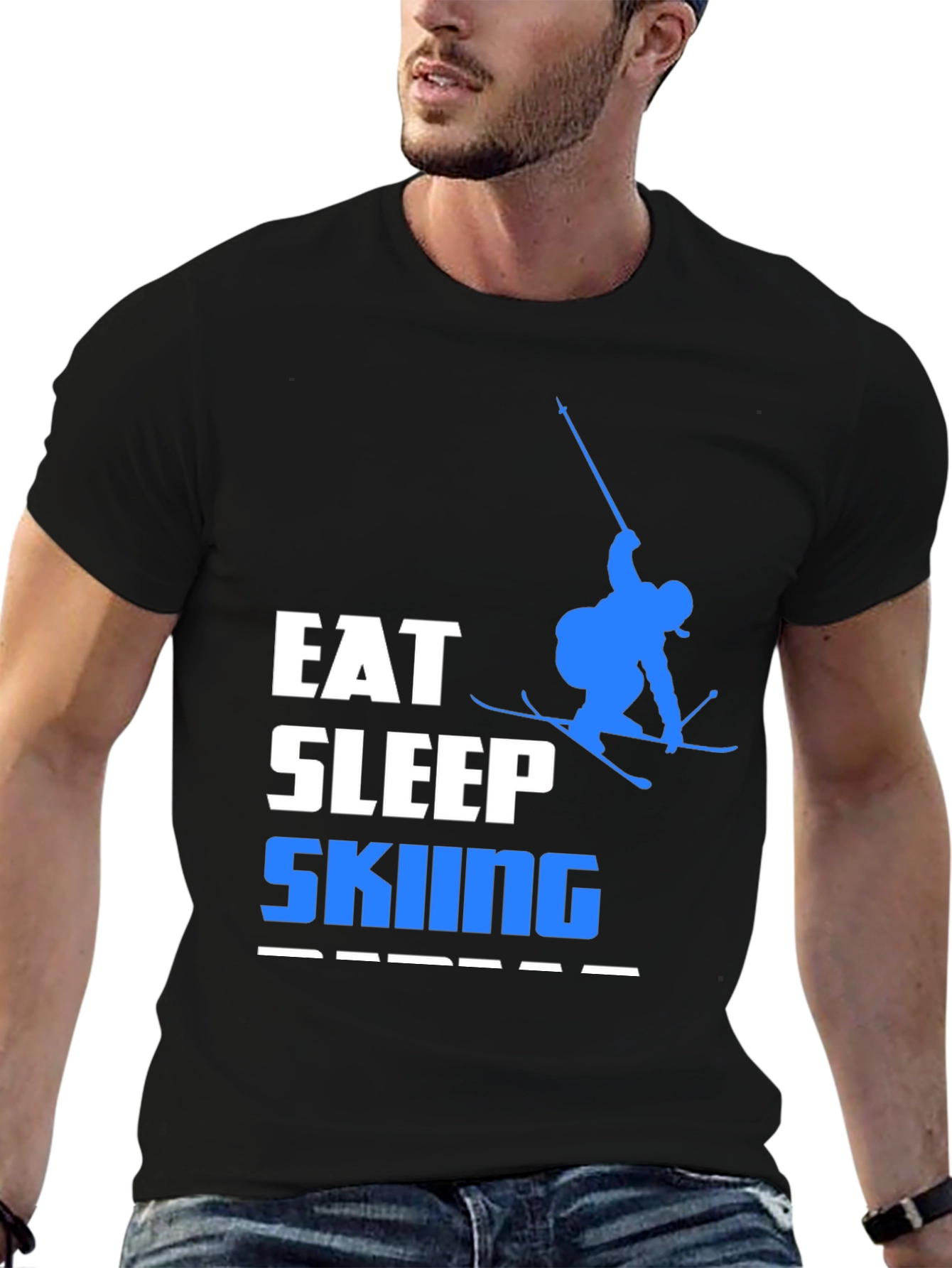 Eat Sleep Skiing Repeat Graphic Tee