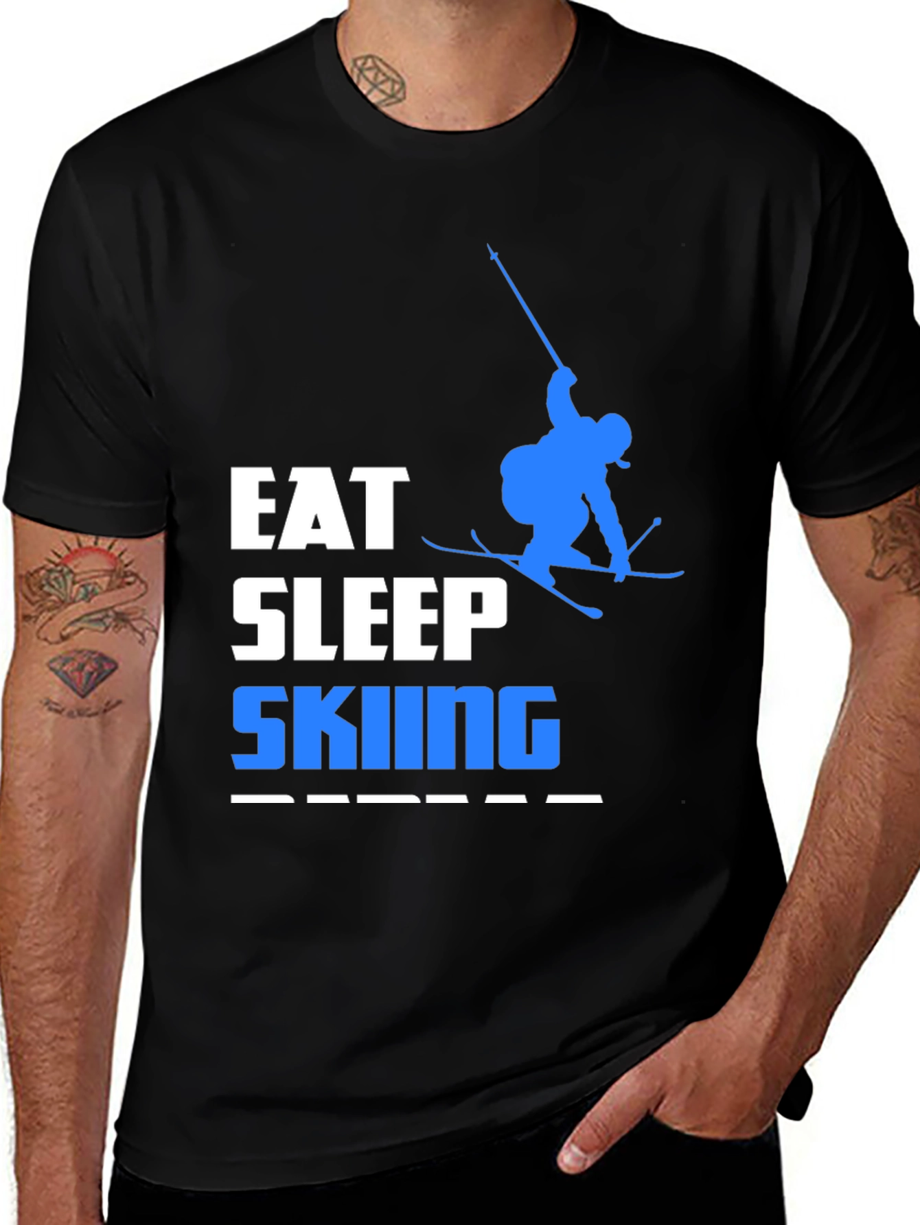 Eat Sleep Skiing Repeat Graphic Tee