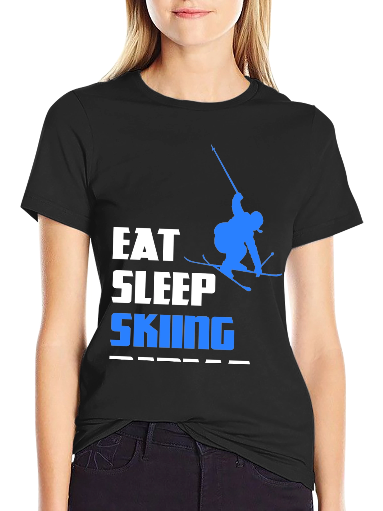 Eat Sleep Skiing Repeat Graphic Tee