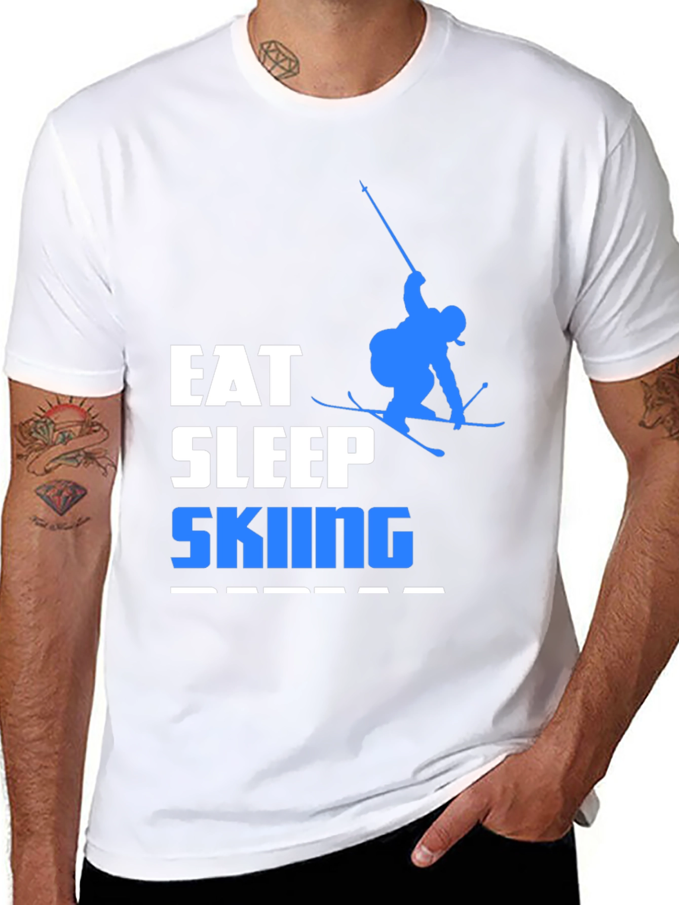 Eat Sleep Skiing Repeat Graphic Tee