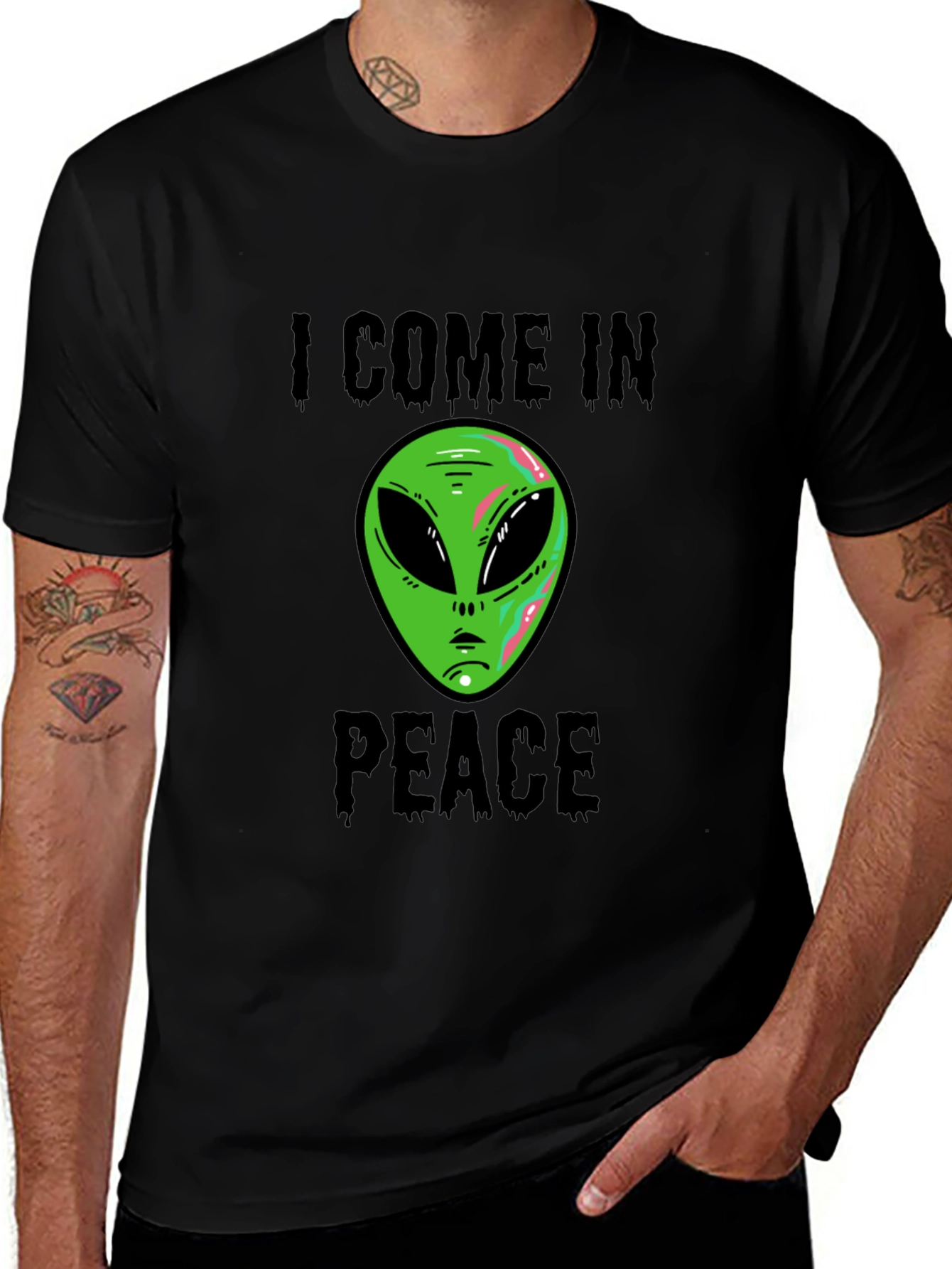I Come In Peace Alien Graphic T-Shirt