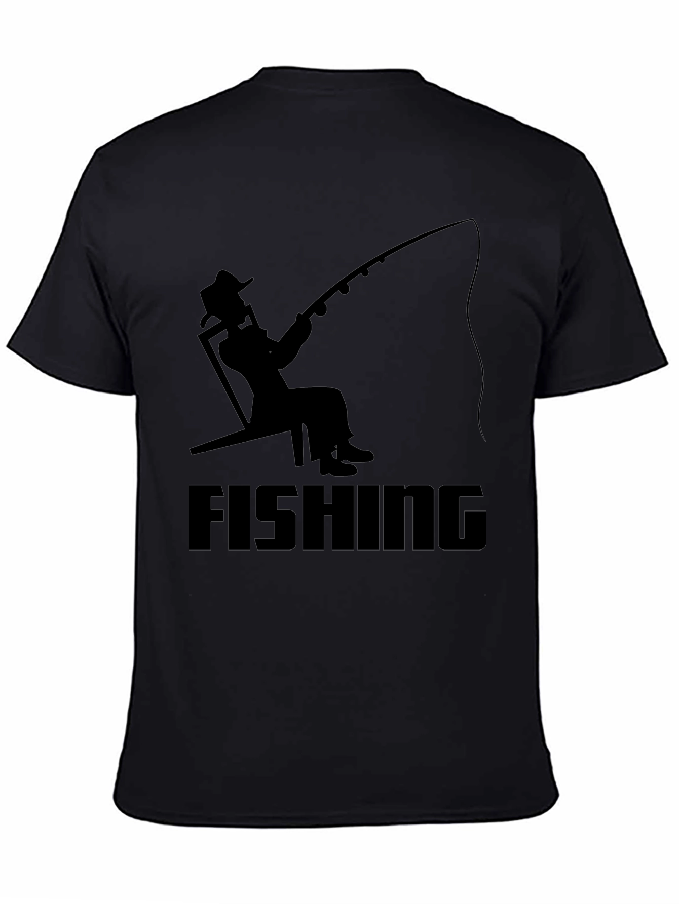 Fishing Silhouette Graphic T-Shirt - Black