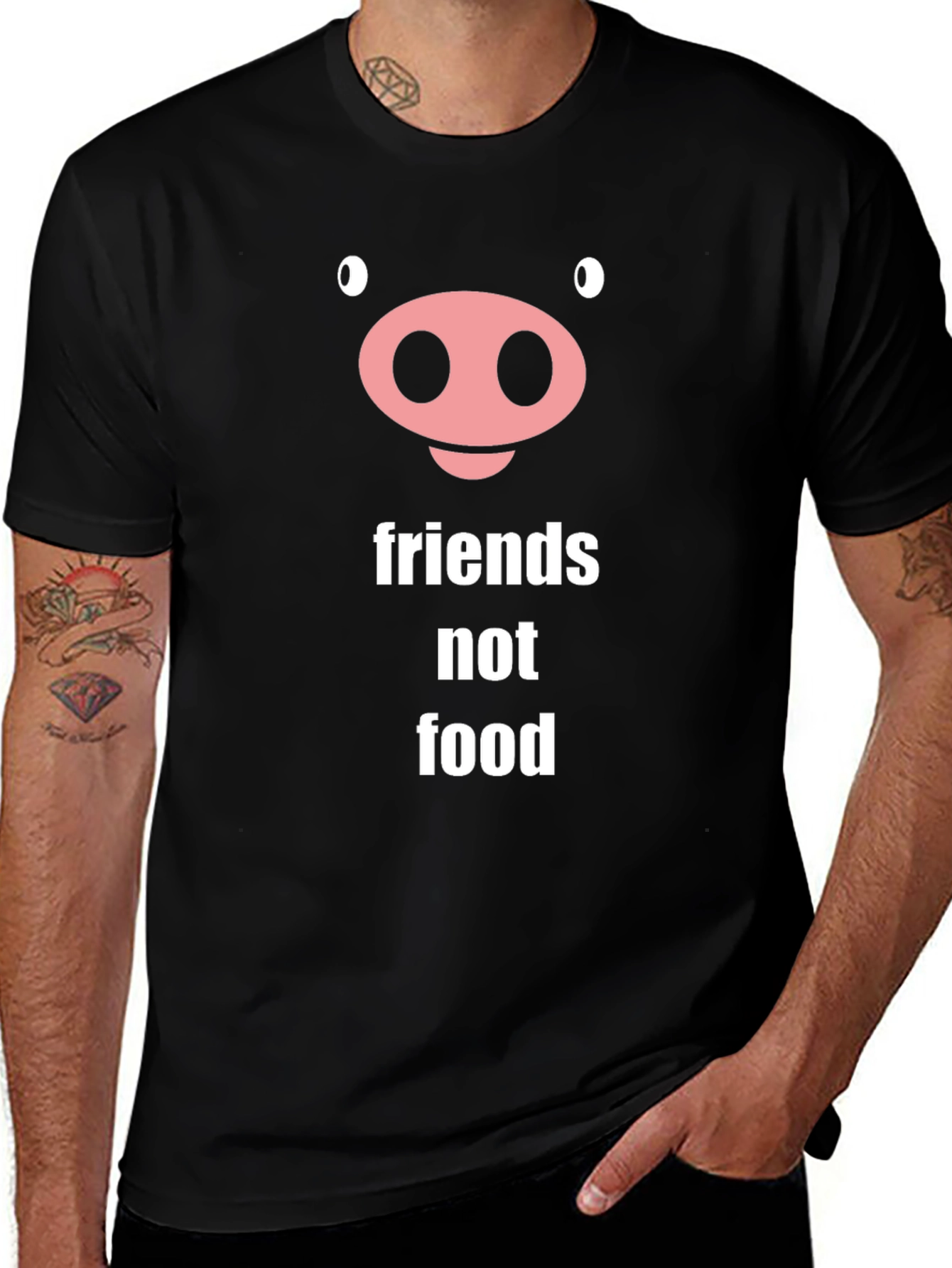 Friends Not Food Pig Graphic Tee Vegan Shirt