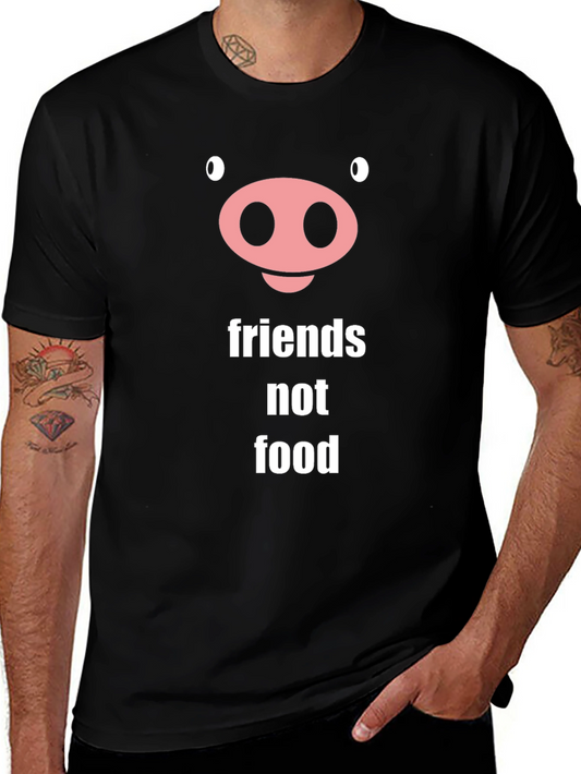 Friends Not Food Pig Graphic Tee Vegan Shirt